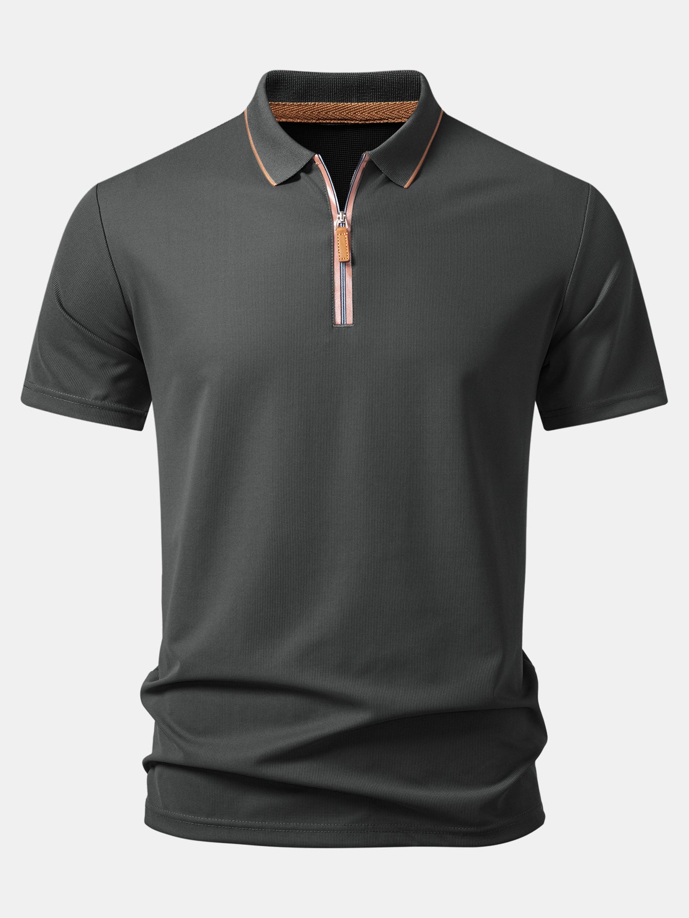 Textured Zipper Polo - Image 7