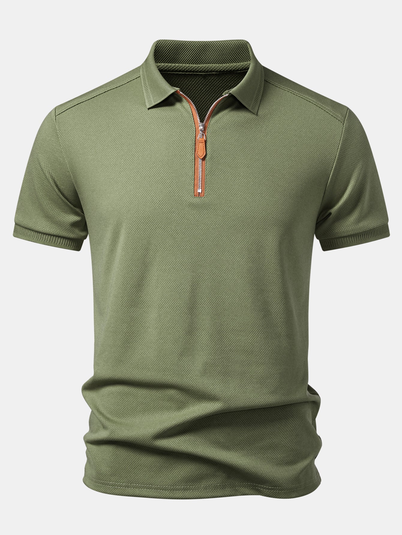 Textured Zipper Polo - Image 3