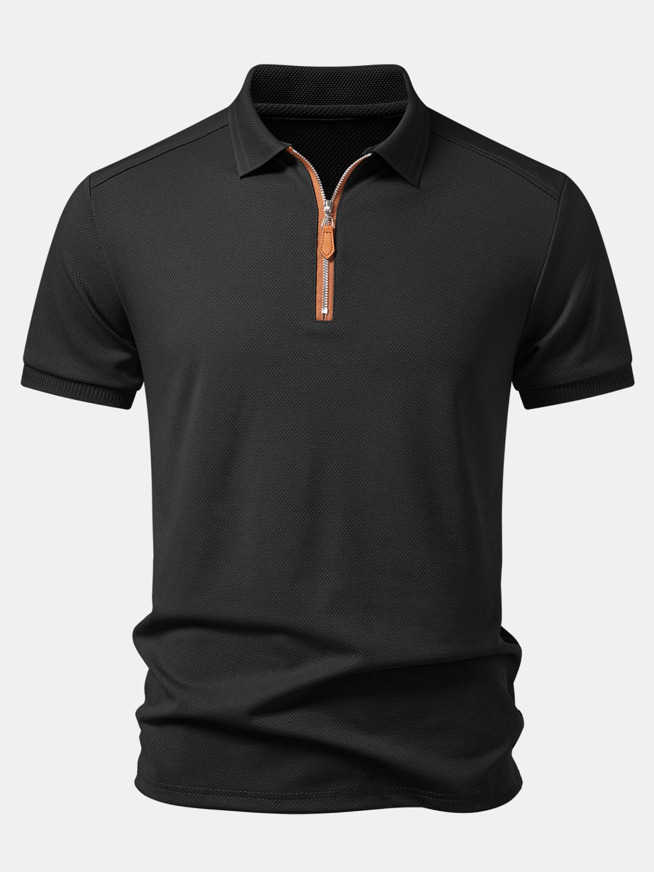 Textured Zipper Polo - Image 5
