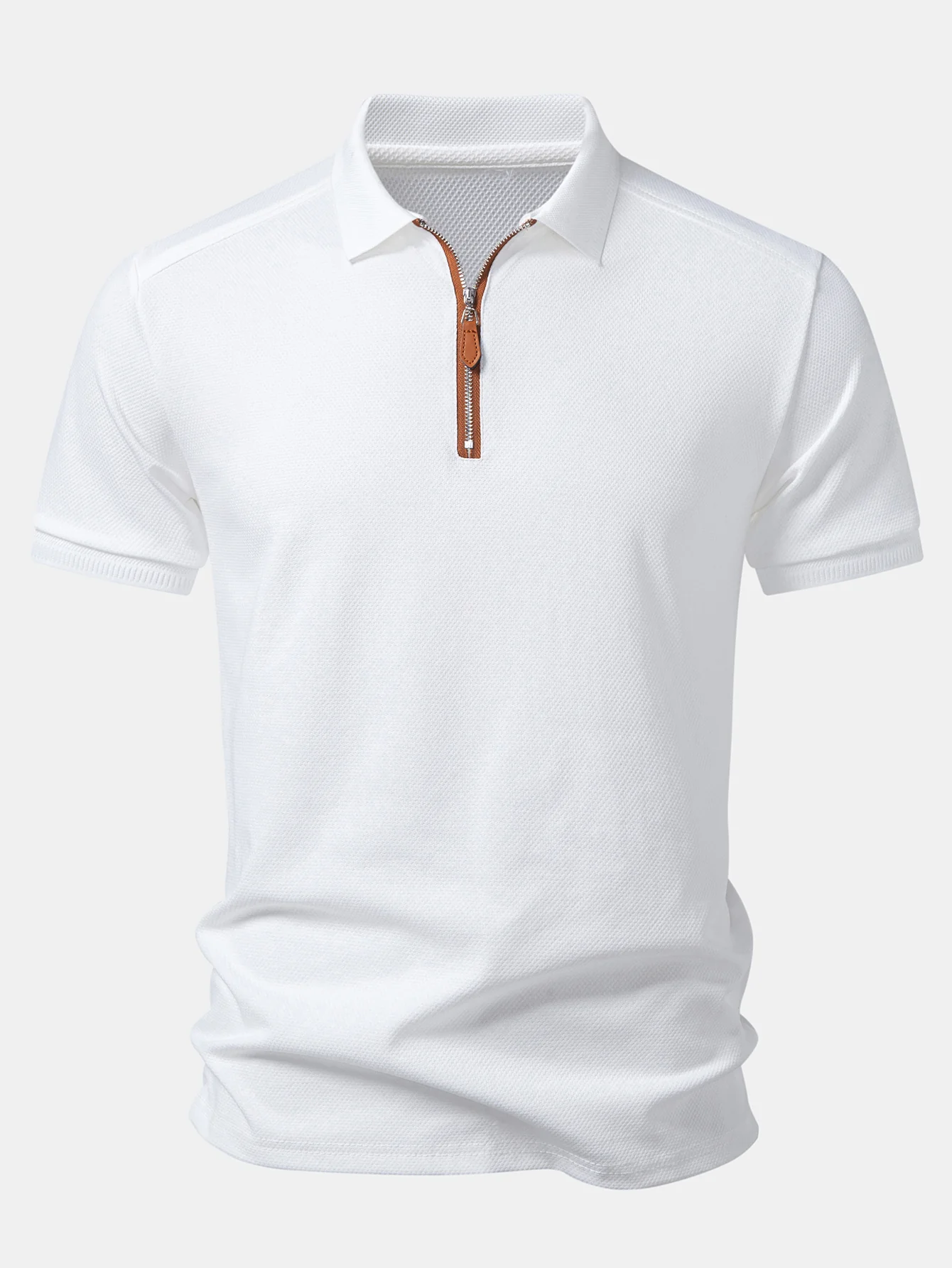 Textured Zipper Polo - Image 7