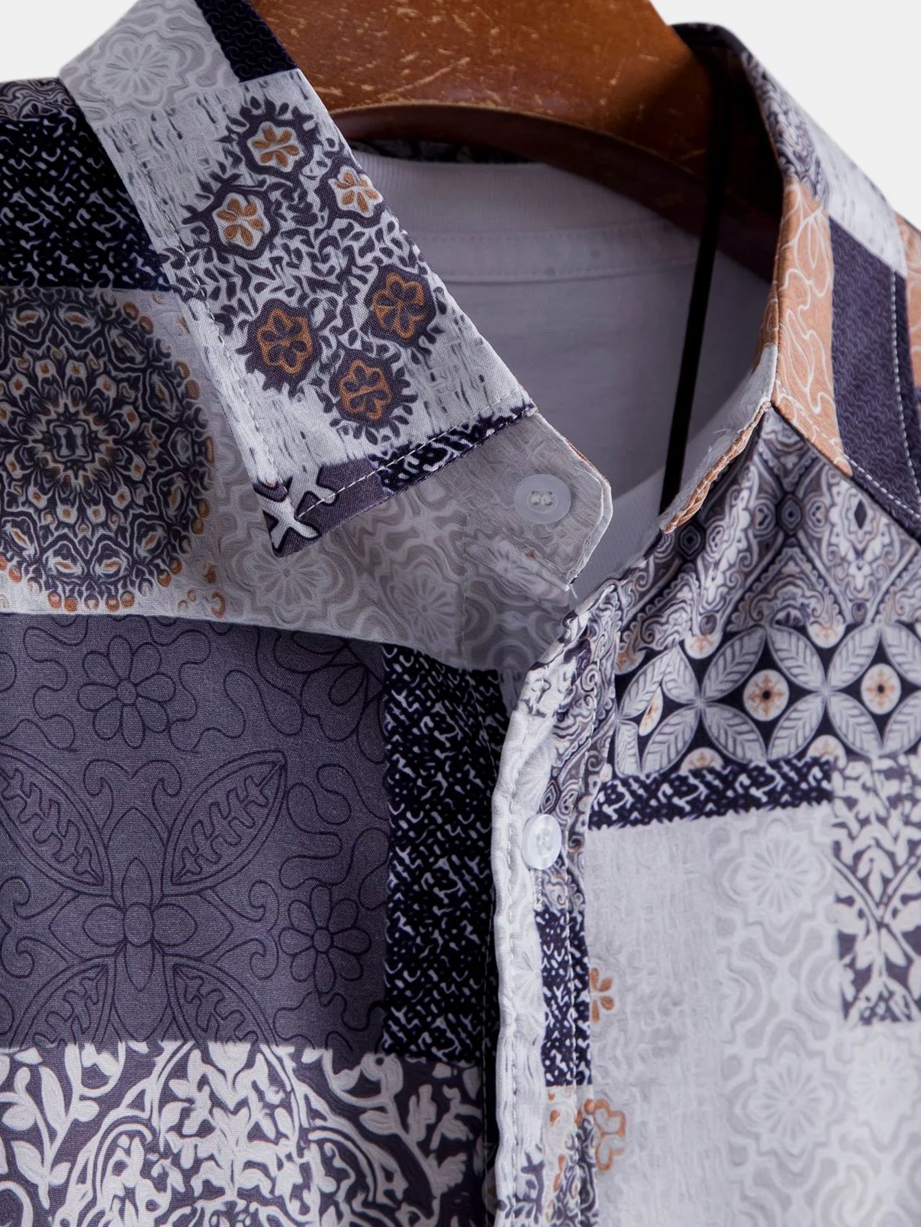 Kachel-Patchwork-Print Hemd mit Knopfleiste - Image 4