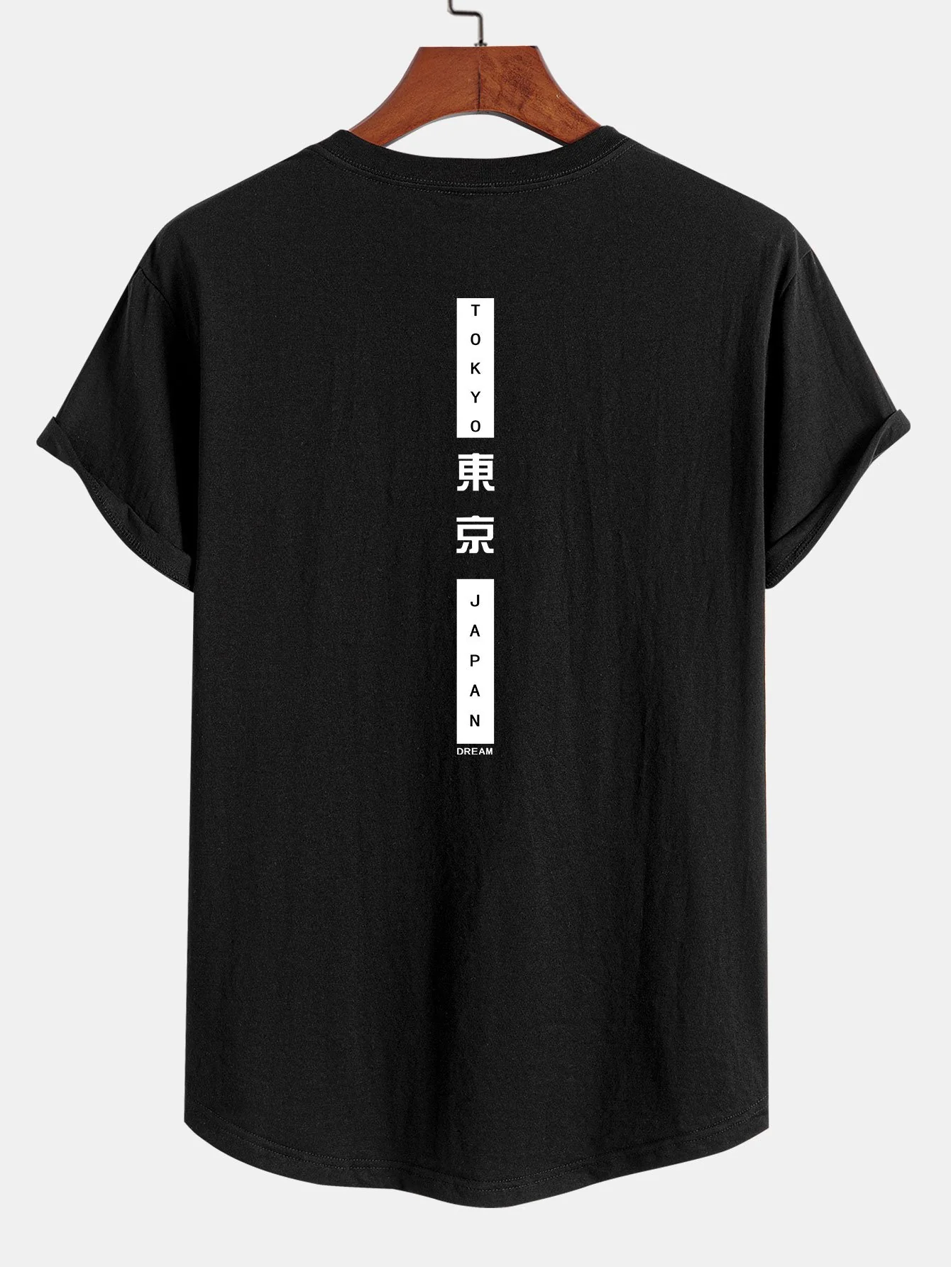Tokyo Back Print Baumwoll-T-Shirt mit Bogen-Saum - Image 2