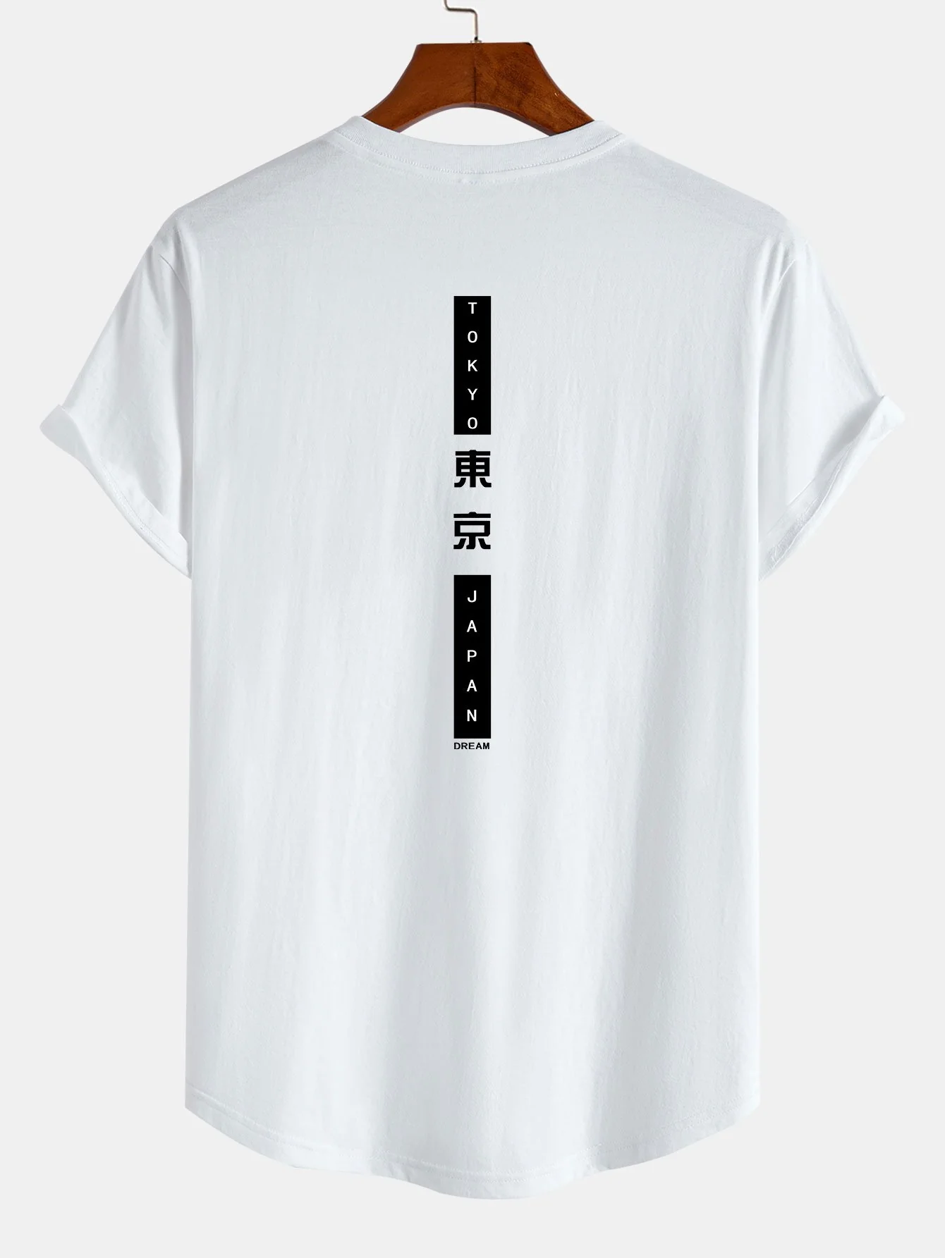 Tokyo Back Print Baumwoll-T-Shirt mit Bogen-Saum - Image 4