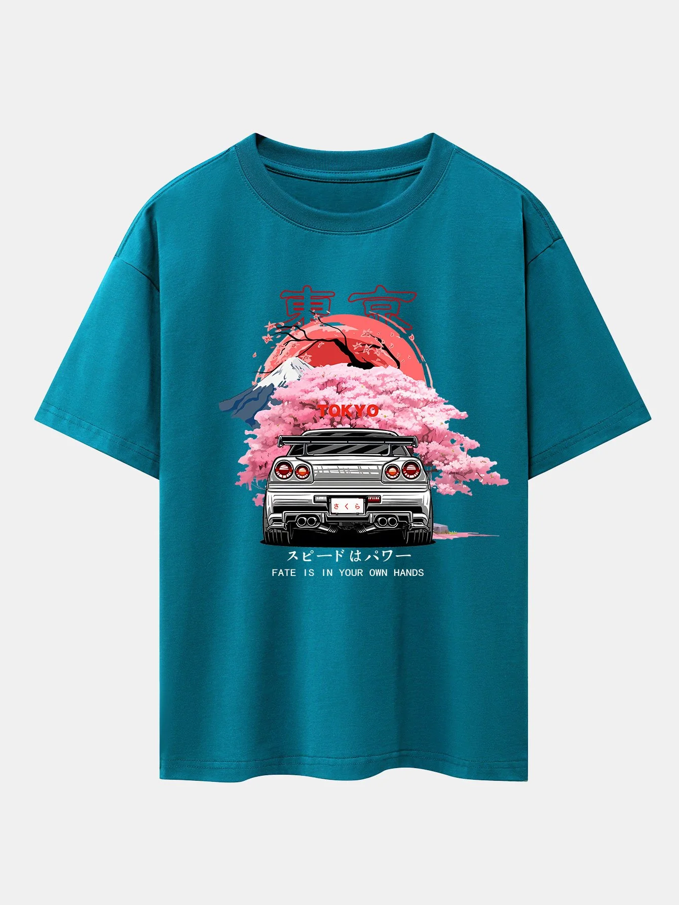 Tokyo Kirschblüten Auto Druck Drop Shoulder Oversize T-Shirt - Image 10