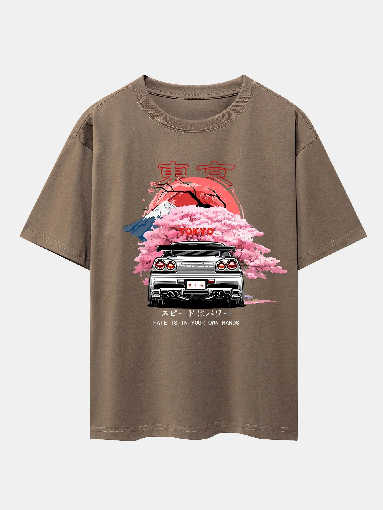 Tokyo Kirschblüten Auto Druck Drop Shoulder Oversize T-Shirt - Image 11