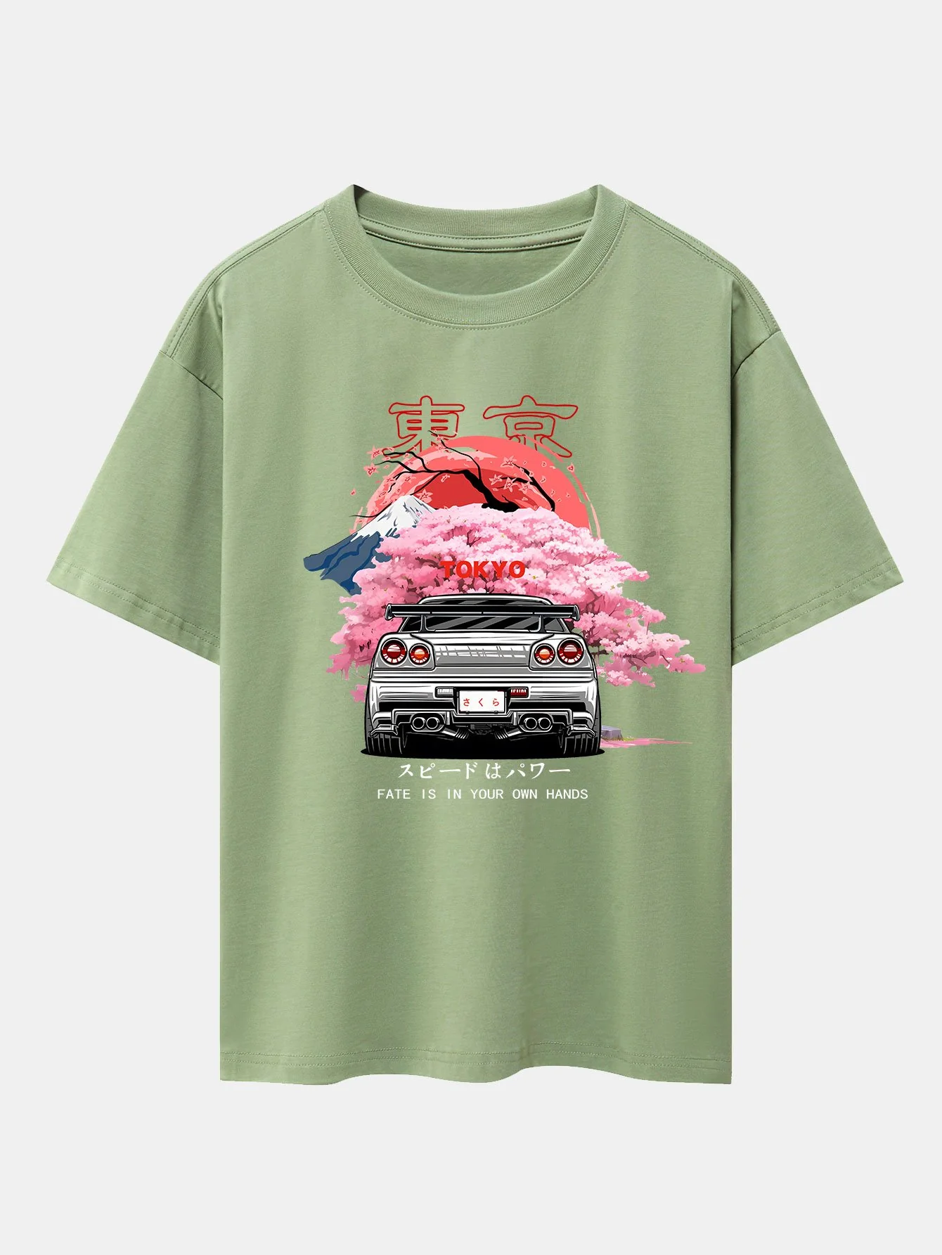 Tokyo Kirschblüten Auto Druck Drop Shoulder Oversize T-Shirt - Image 13