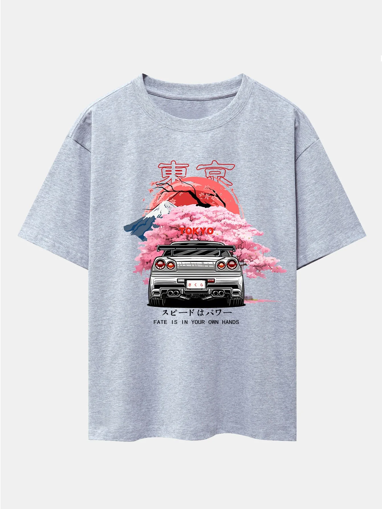 Tokyo Kirschblüten Auto Druck Drop Shoulder Oversize T-Shirt - Image 5