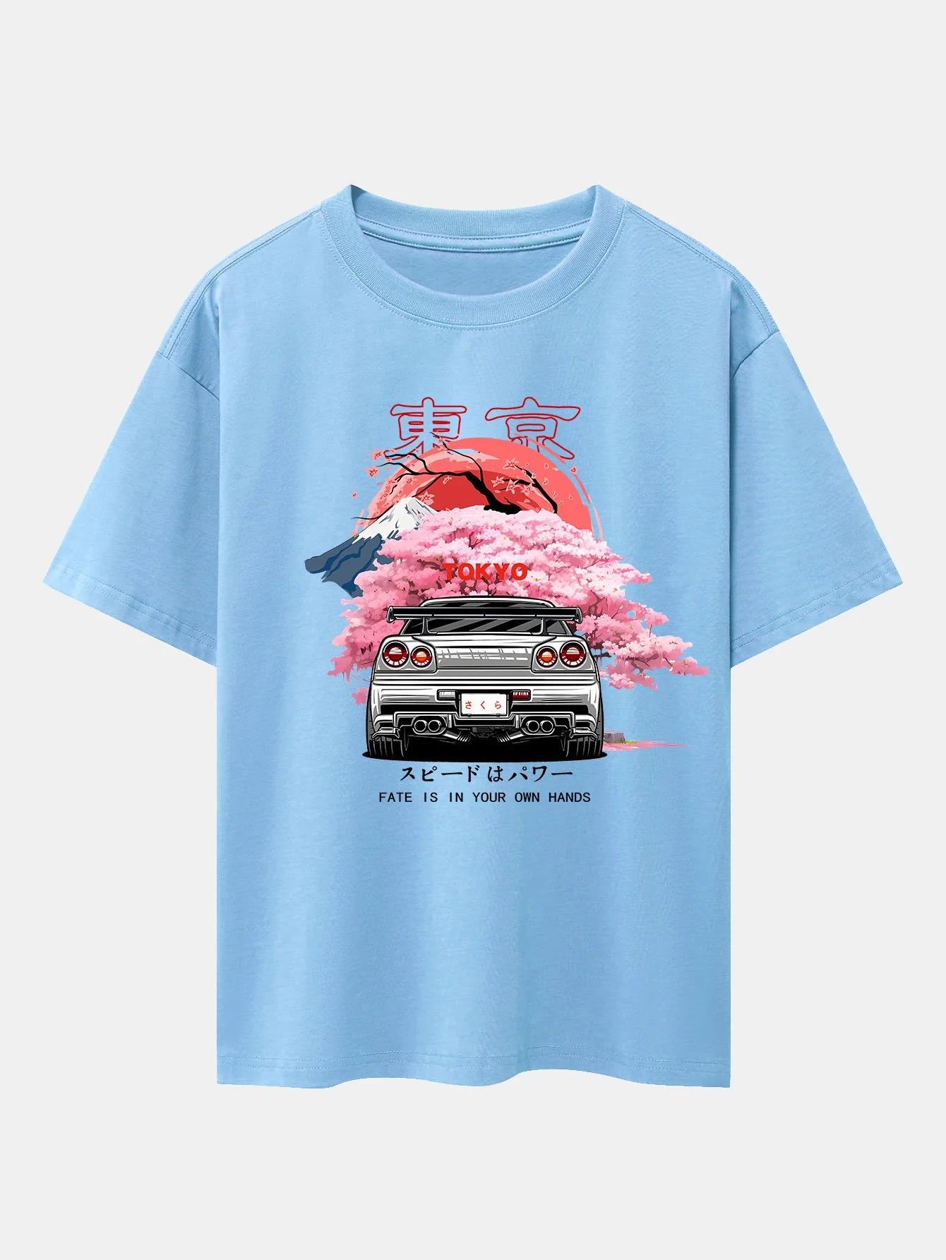 Tokyo Kirschblüten Auto Druck Drop Shoulder Oversize T-Shirt - Image 7