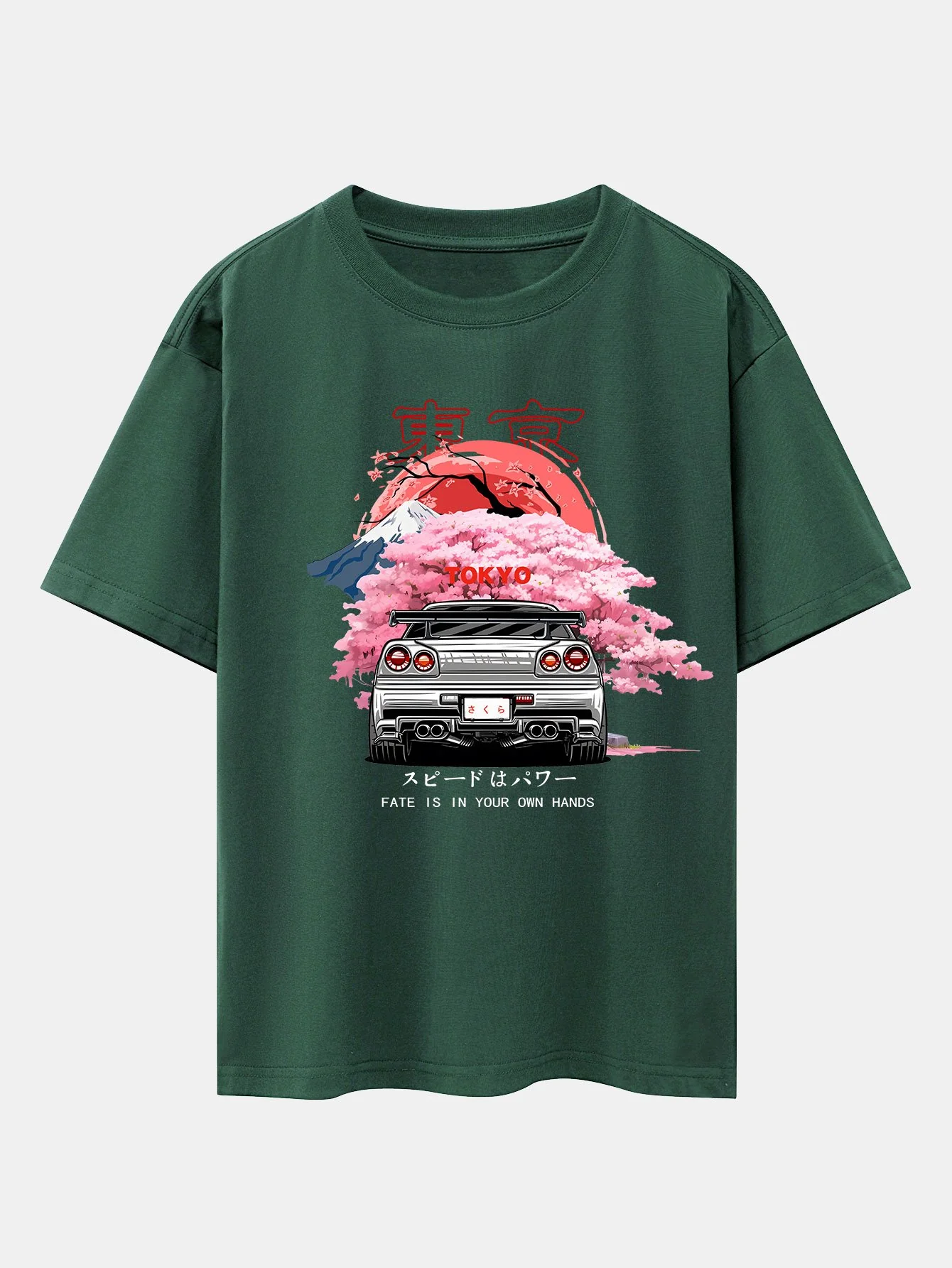 Tokyo Kirschblüten Auto Druck Drop Shoulder Oversize T-Shirt - Image 8