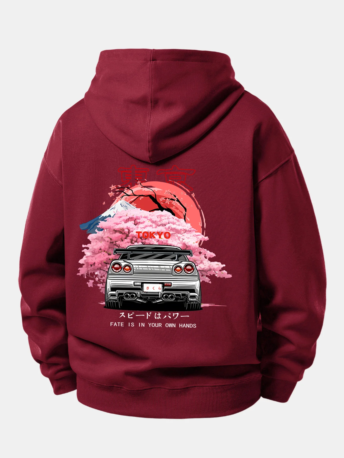 Tokyo Cherry Blossoms Car Print Relax Fit Hoodie - Image 11