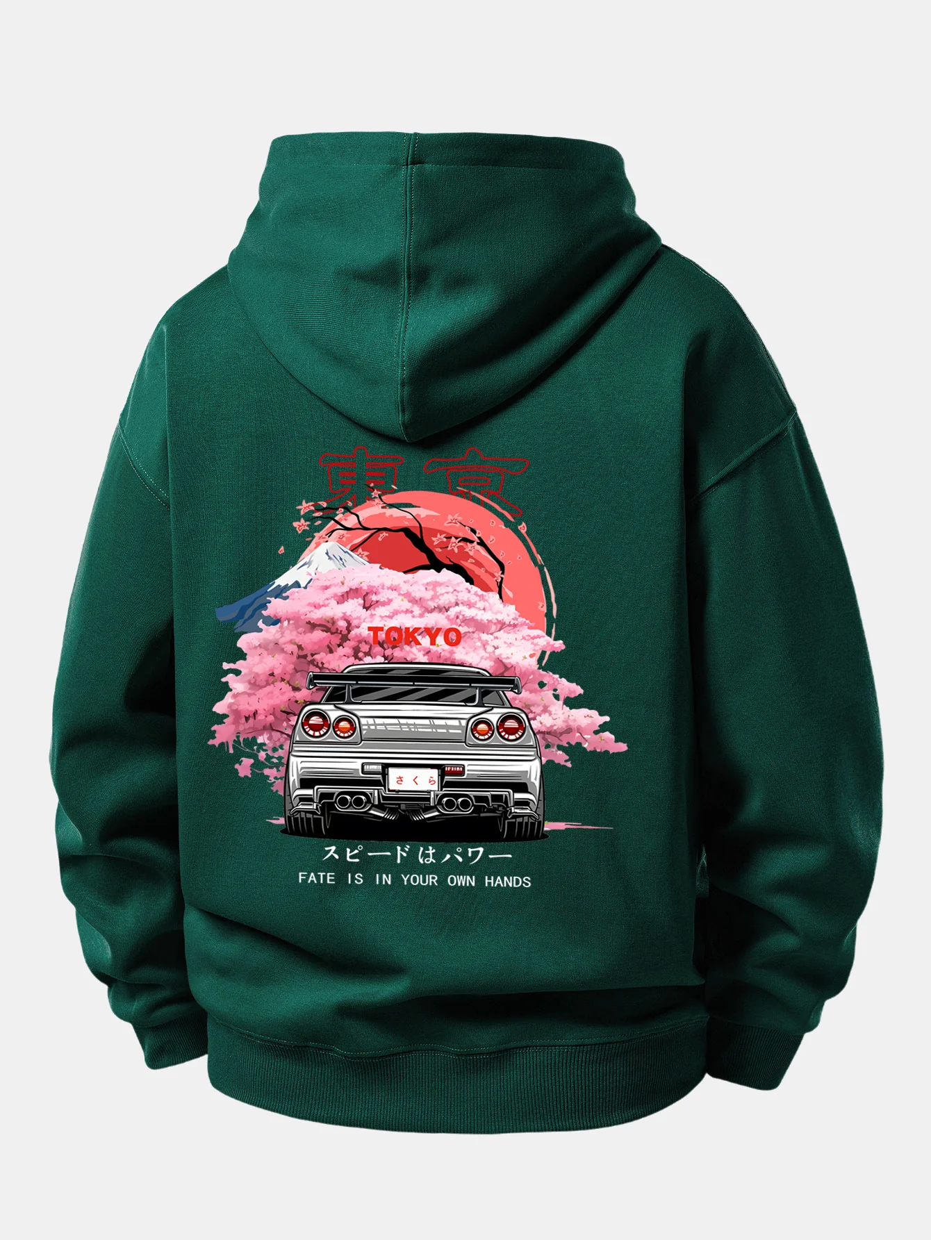 Tokyo Cherry Blossoms Car Print Relax Fit Hoodie - Image 13