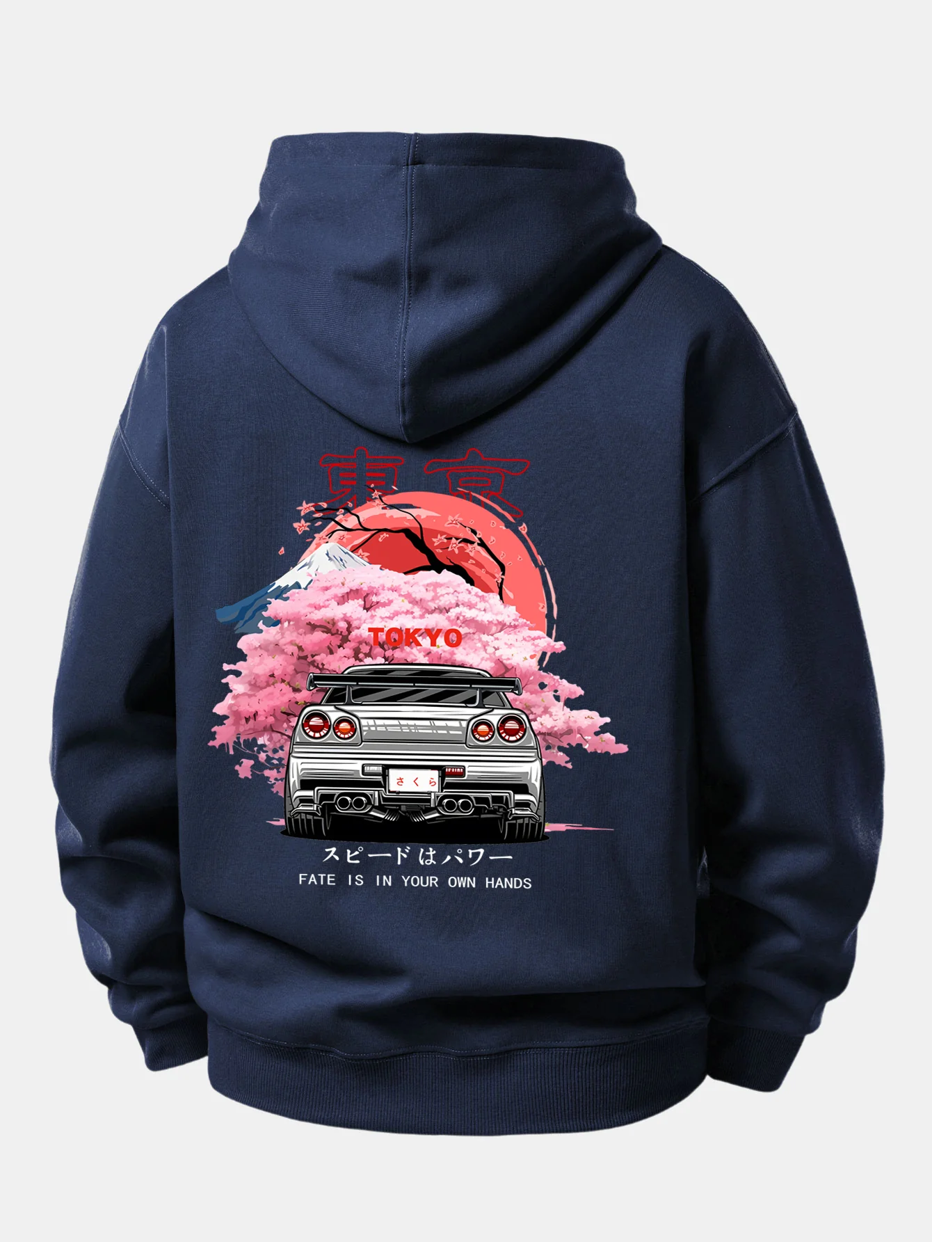 Tokyo Cherry Blossoms Car Print Relax Fit Hoodie - Image 17