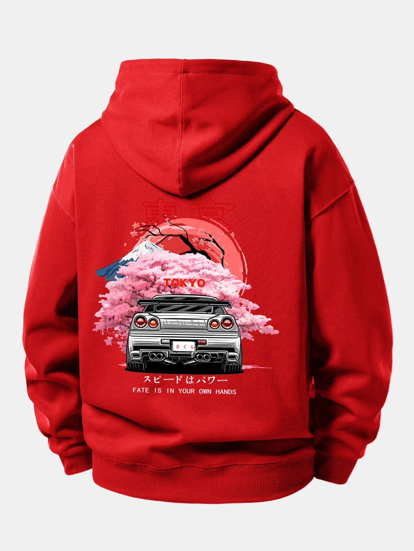 Tokyo Cherry Blossoms Car Print Relax Fit Hoodie - Image 21