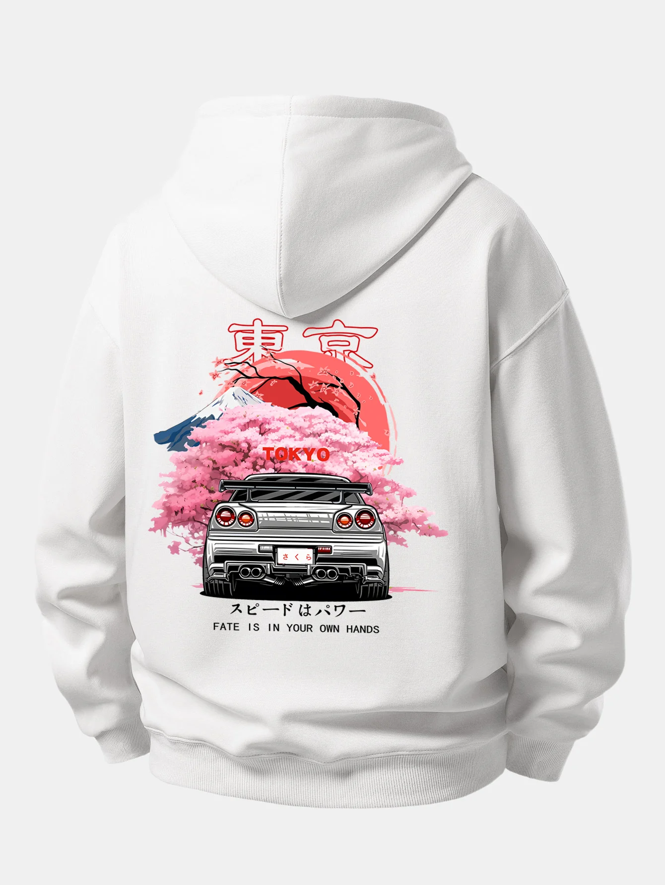 Tokyo Cherry Blossoms Car Print Relax Fit Hoodie - Image 7