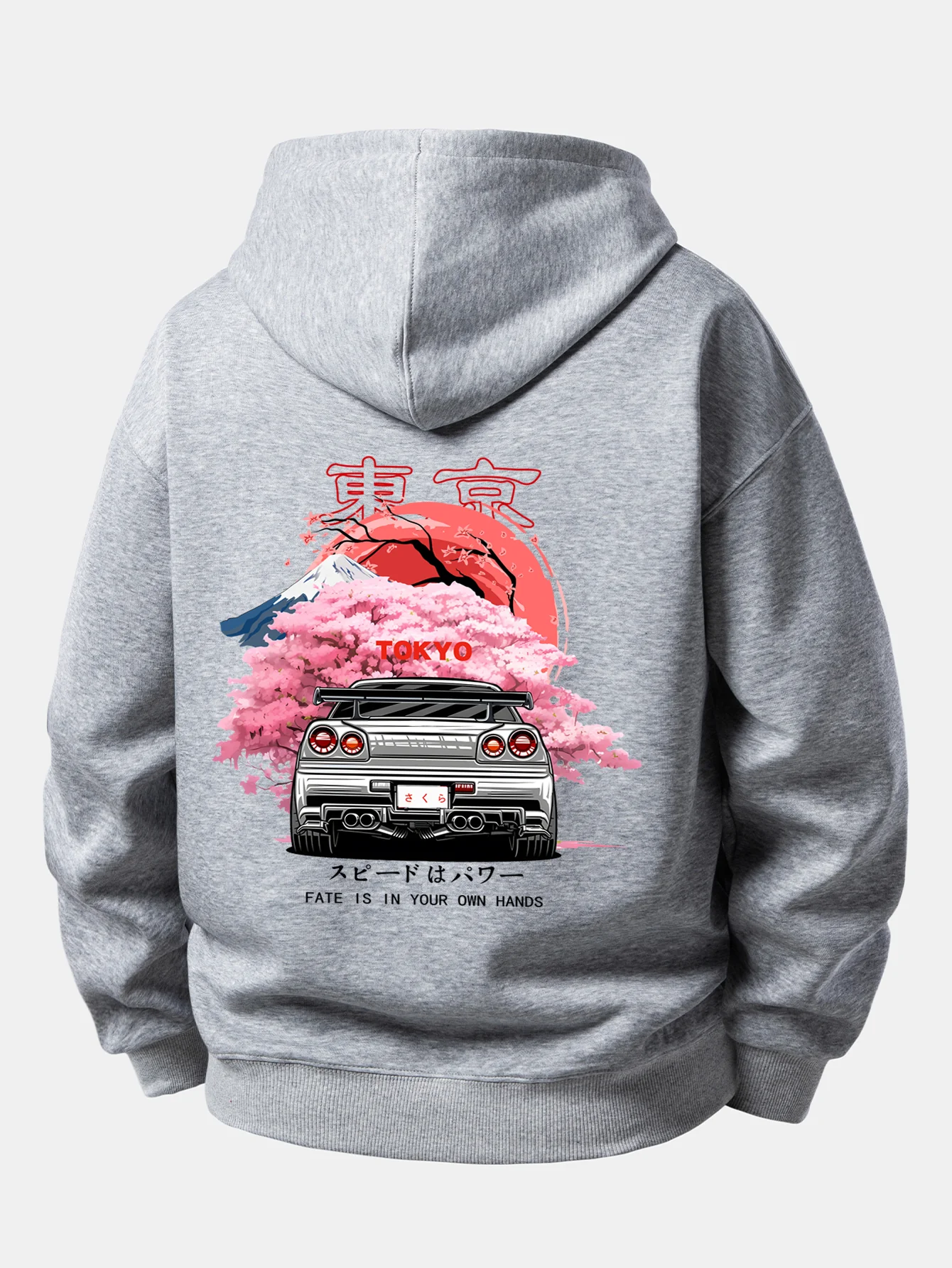 Tokyo Cherry Blossoms Car Print Relax Fit Hoodie - Image 9