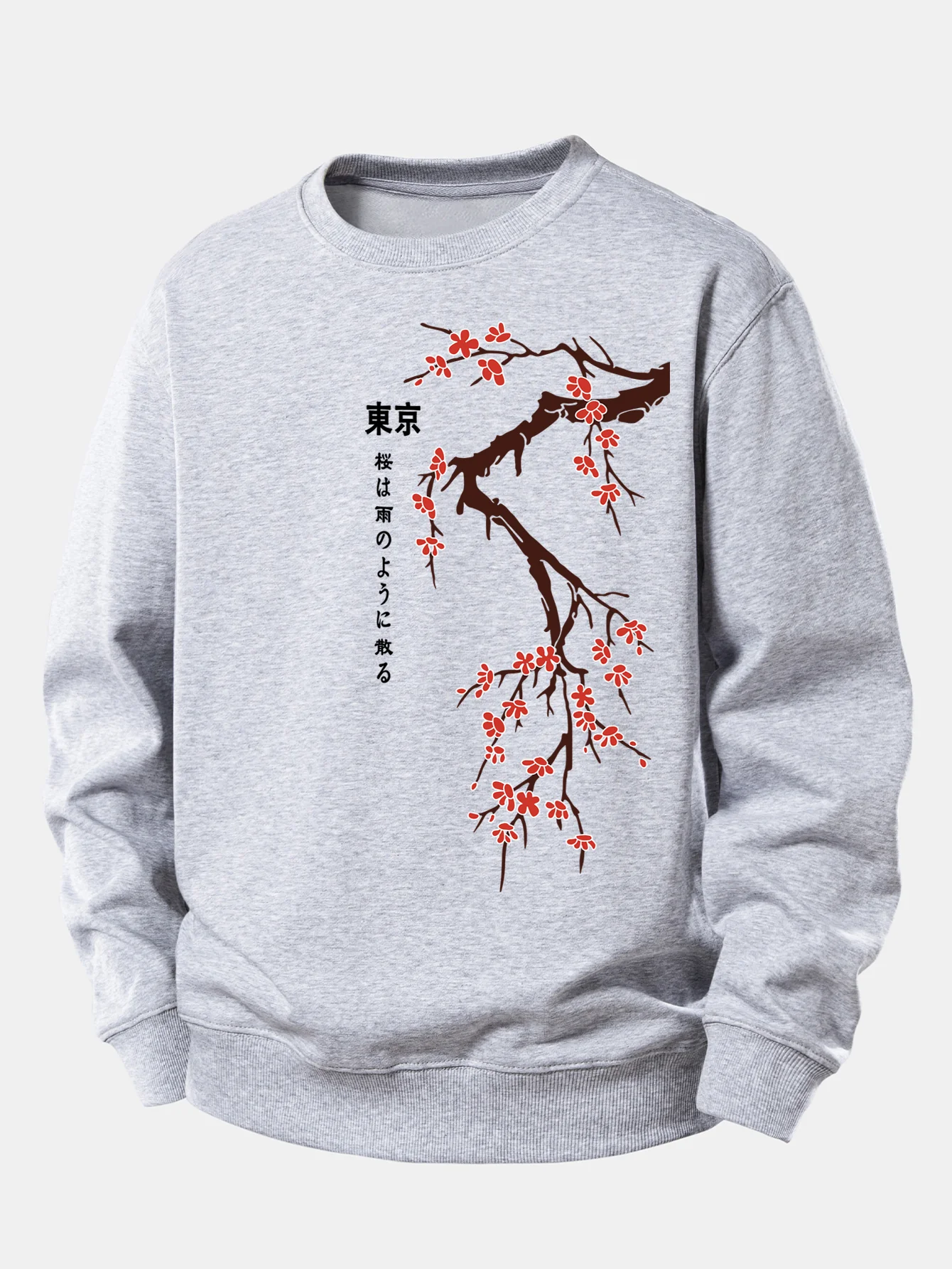 Tokyo Japanese Cherry Blossoms Print Relax Fit Sweatshirt - Image 3