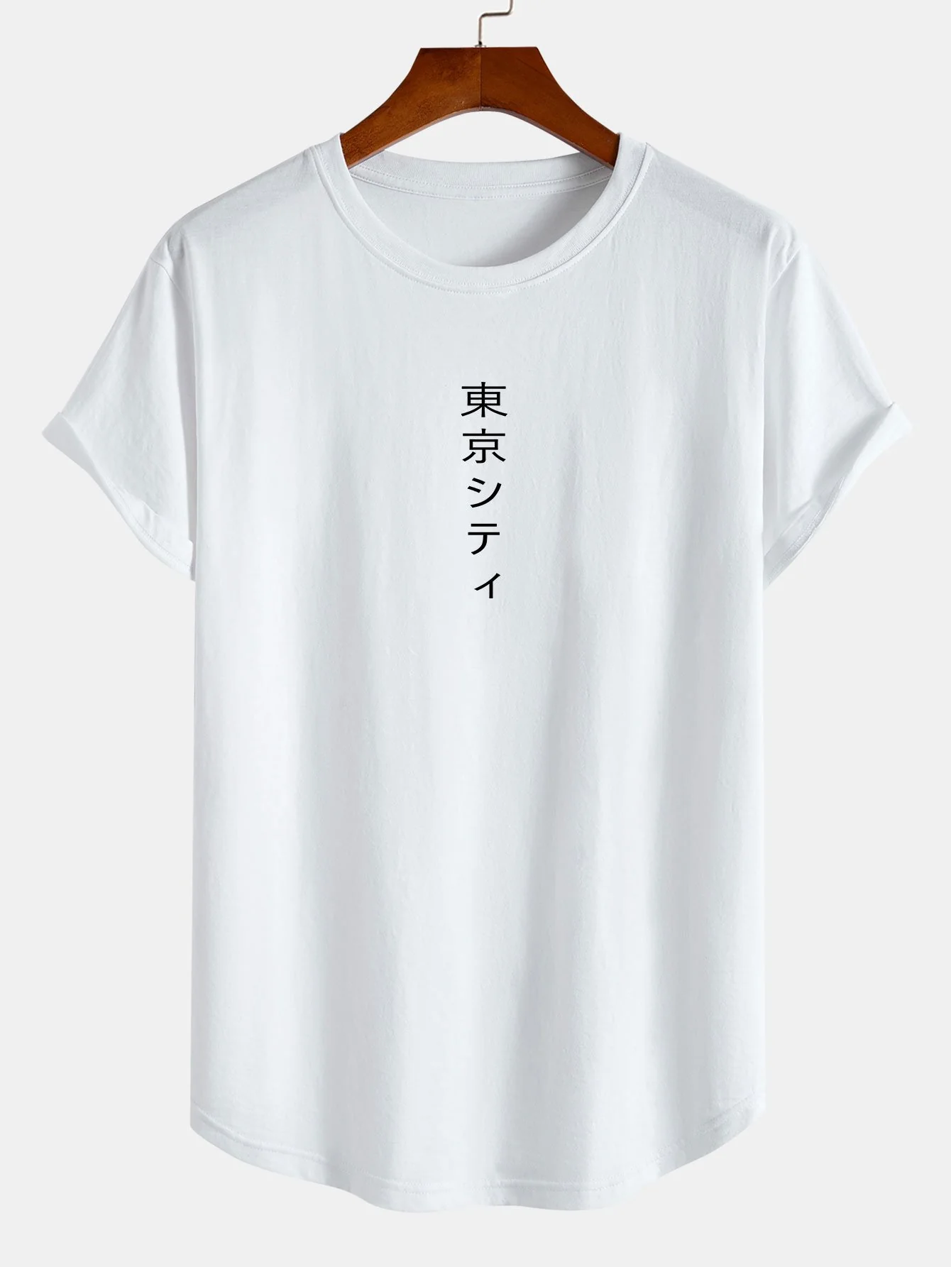 Tokyo Print Baumwoll-T-Shirt mit Bogen-Saum - Image 3