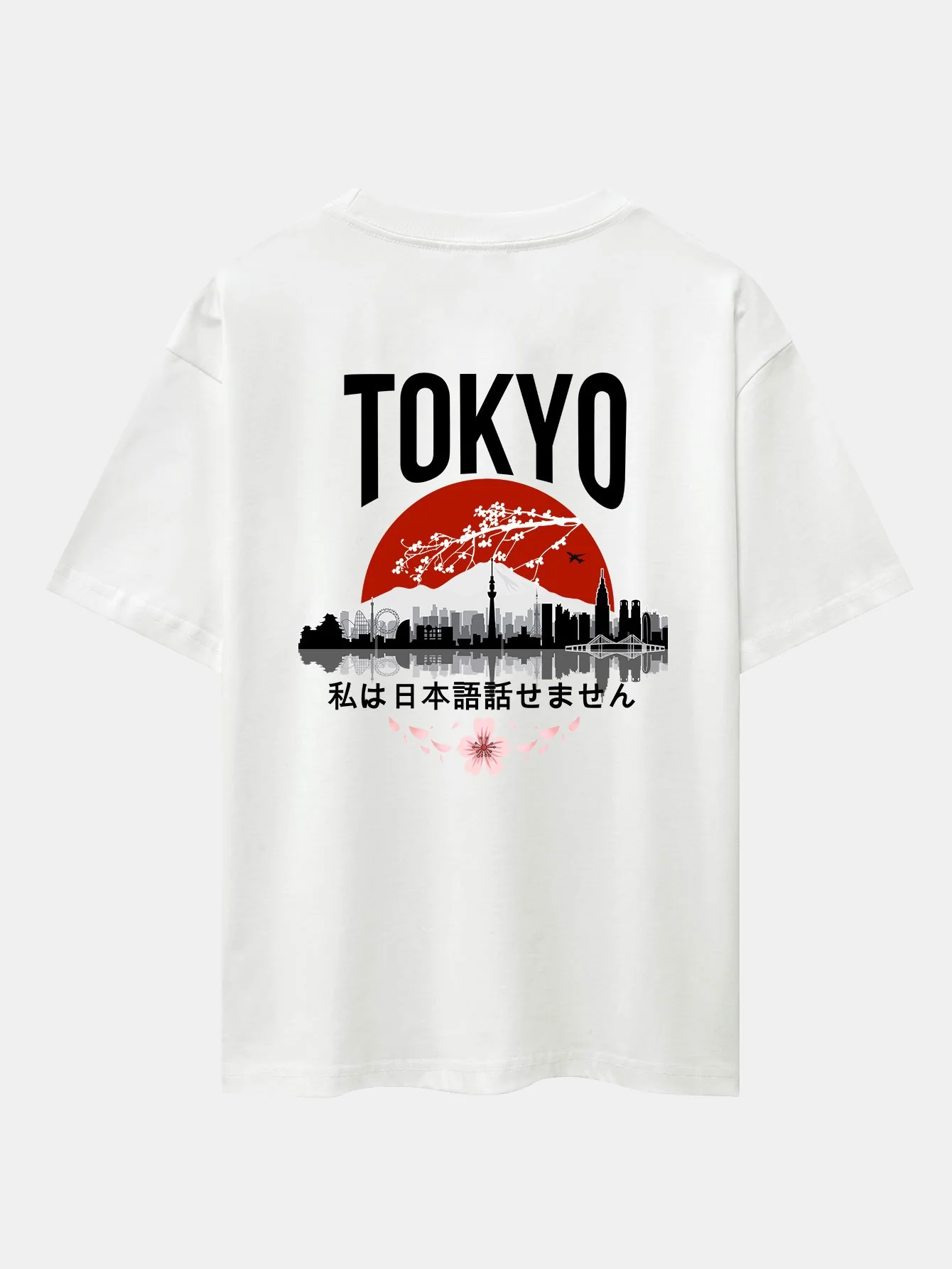 Tokyo Landschaft Rückendruck Oversize T-Shirt - Image 3
