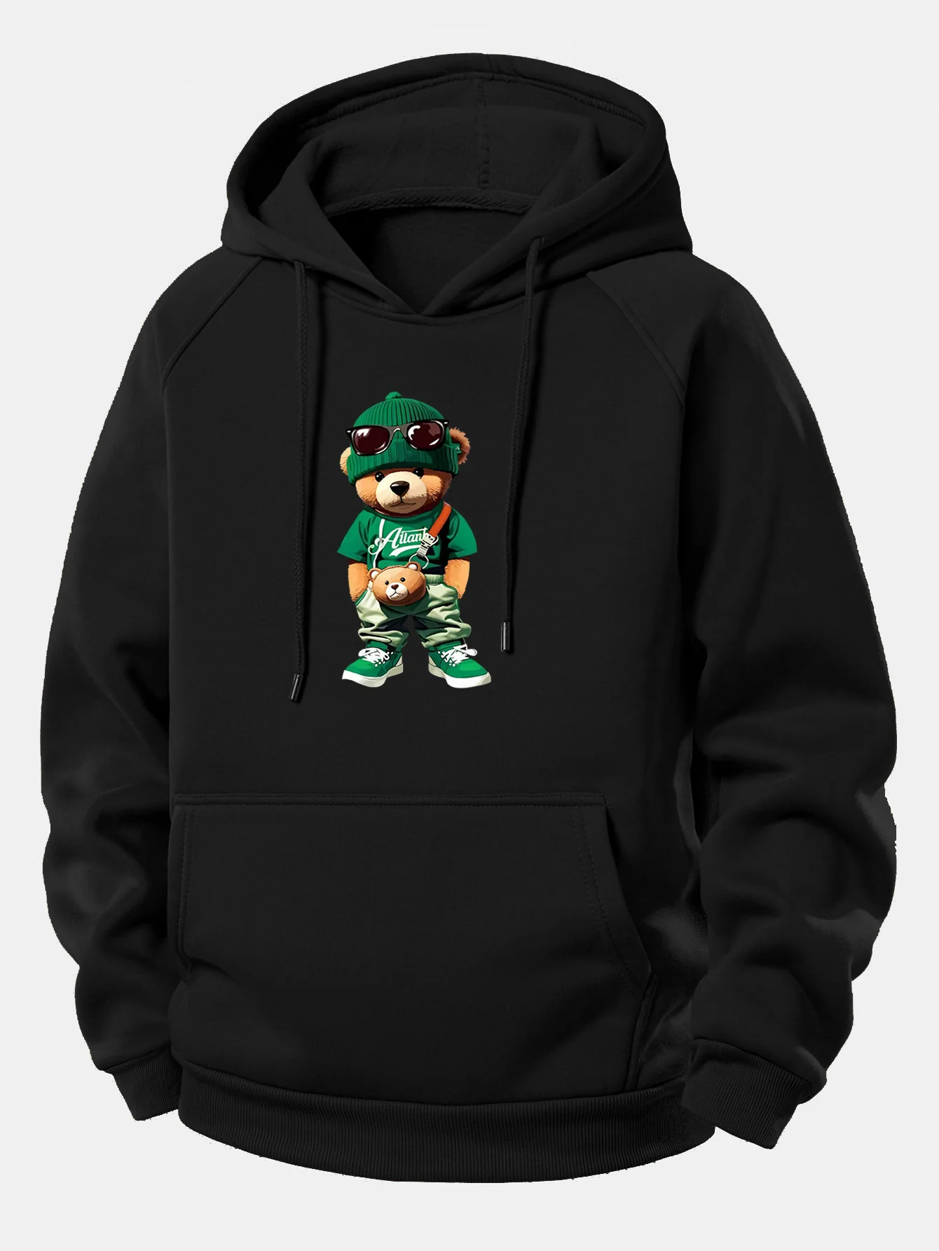 Trendiger Bären-Print Kordelzug-Hoodie