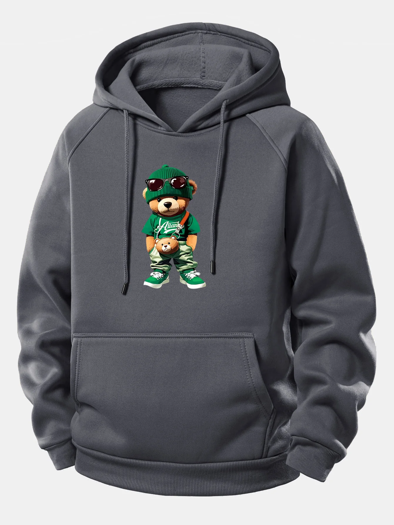 Trendiger Bären-Print Kordelzug-Hoodie - Image 11