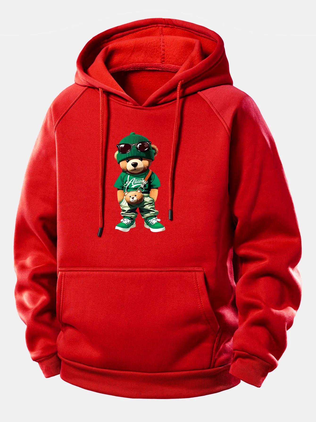 Trendiger Bären-Print Kordelzug-Hoodie - Image 13