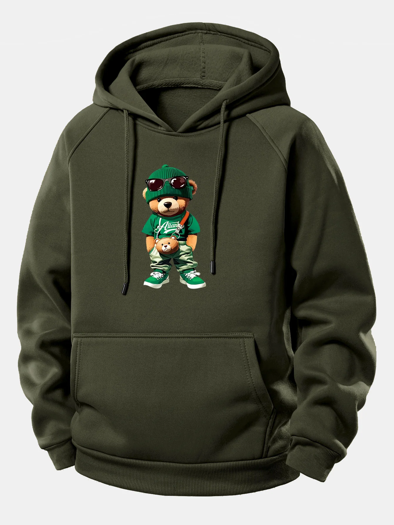 Trendiger Bären-Print Kordelzug-Hoodie - Image 9
