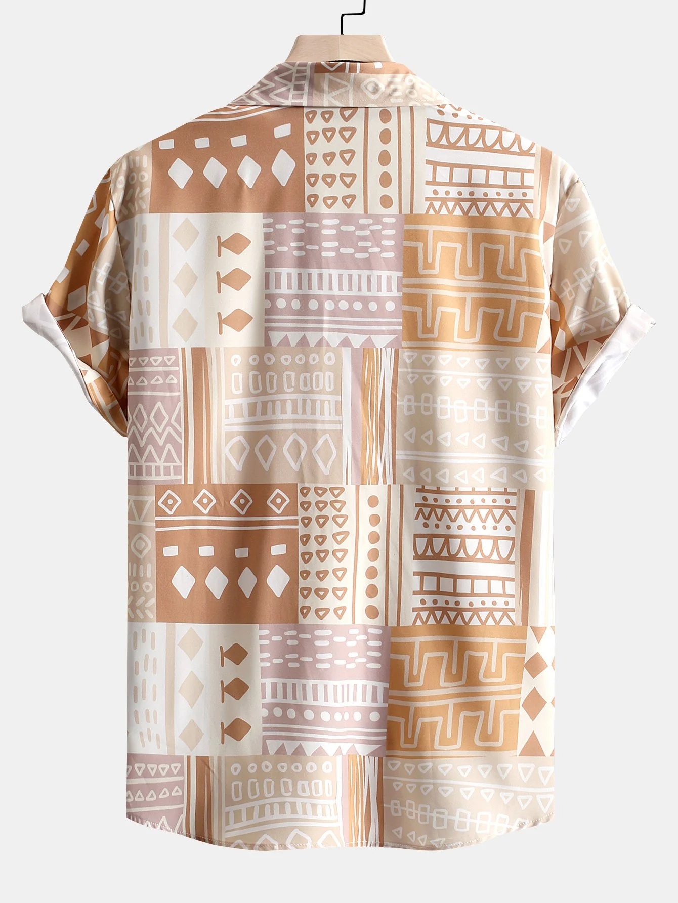 Stammgeometrisches Patchwork-Druck Hemd mit Knopfleiste & Badehose - Image 3