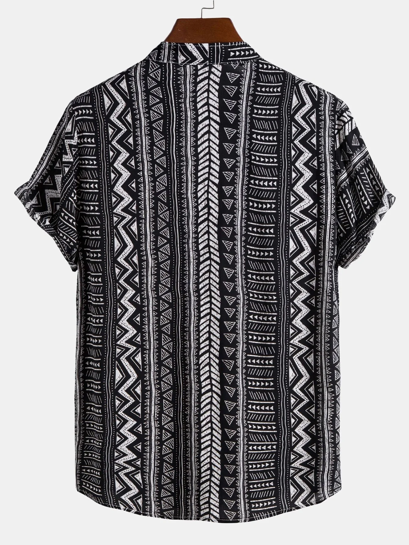 Tribal geometrisches Druck-Halbknopf-Henley-Kragen-Shirt - Image 2