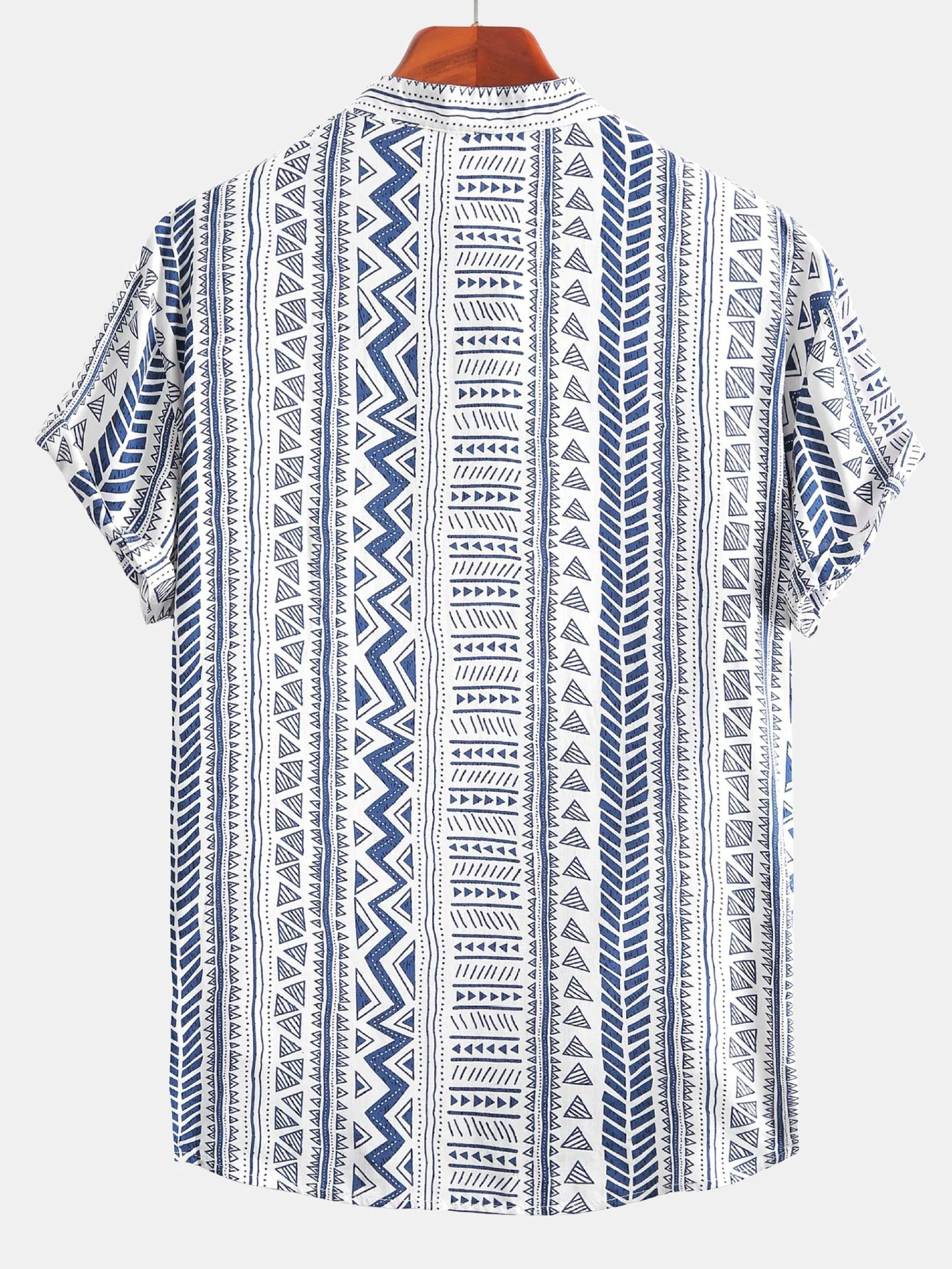 Tribal geometrisches Druck-Halbknopf-Henley-Kragen-Shirt - Image 4