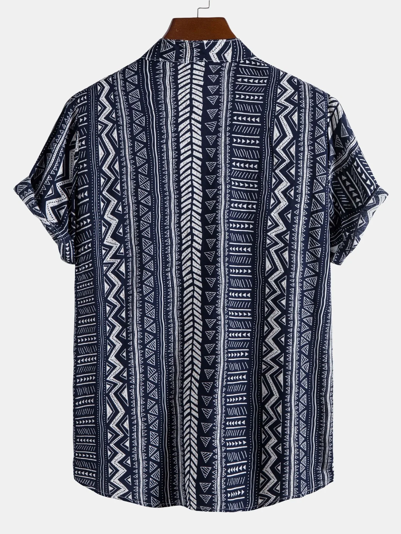 Tribal geometrisches Druck-Halbknopf-Henley-Kragen-Shirt - Image 6