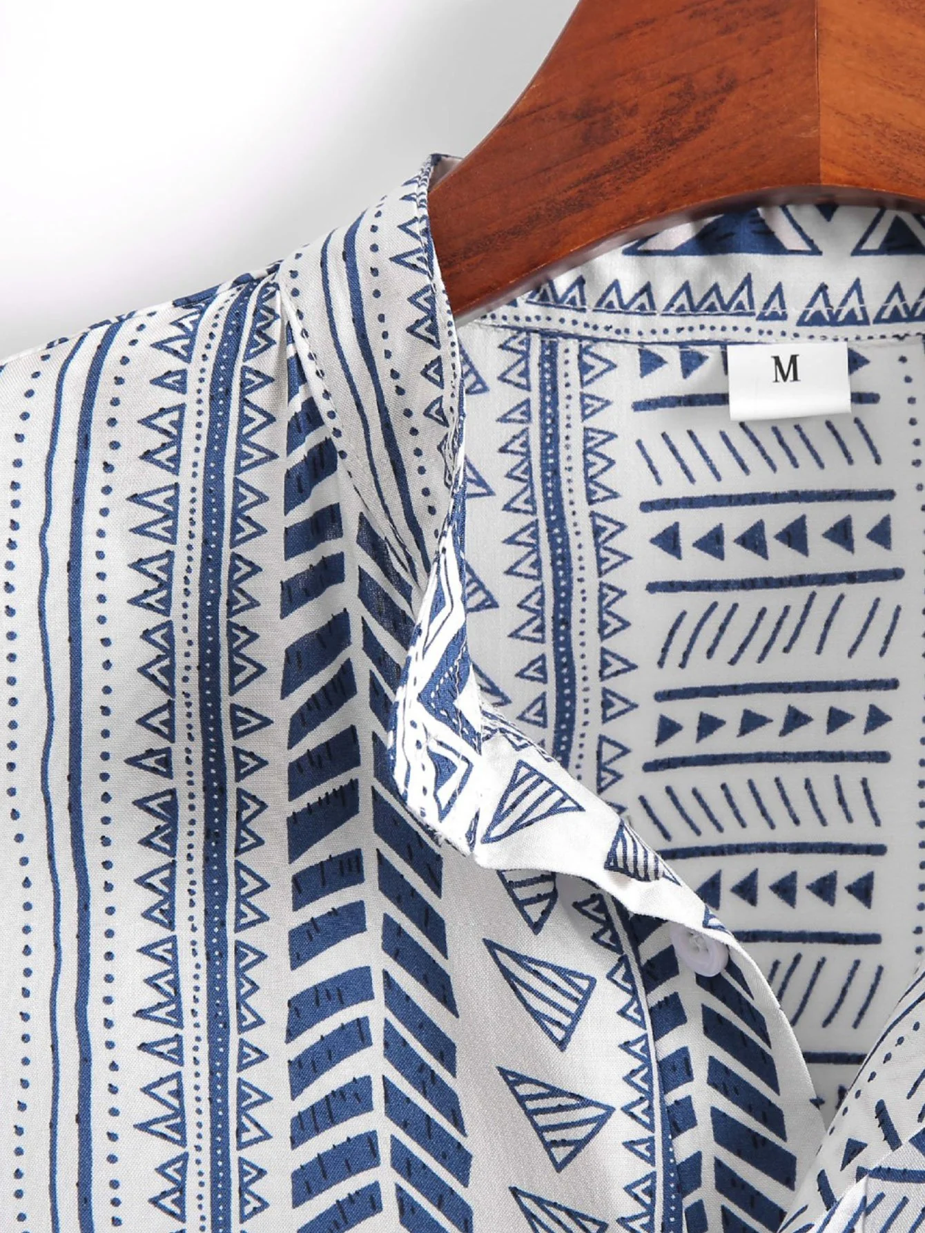 Tribal geometrisches Druck-Halbknopf-Henley-Kragen-Shirt - Image 7