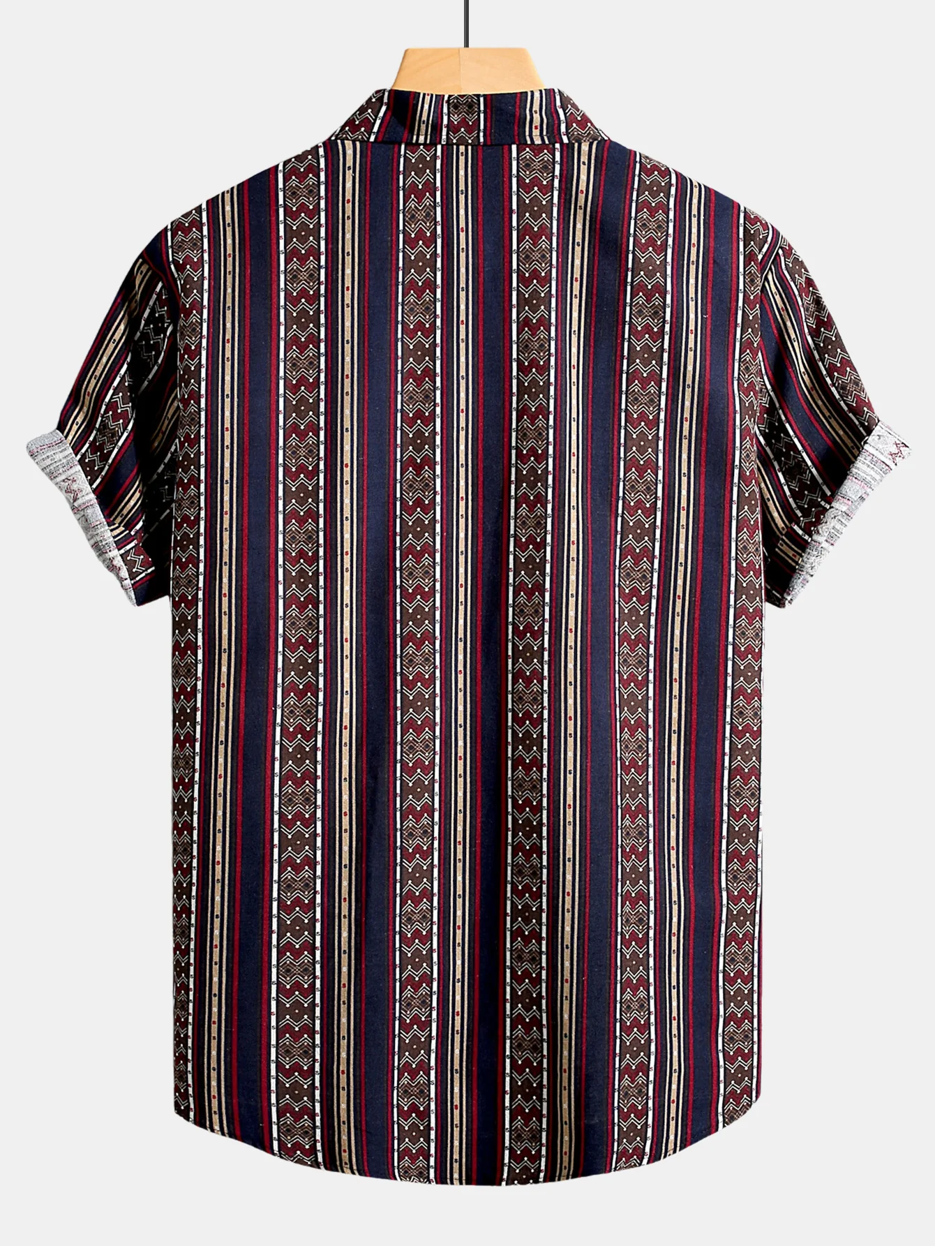 Tribal Geometric Stripe Print Cotton Shirt - Image 2