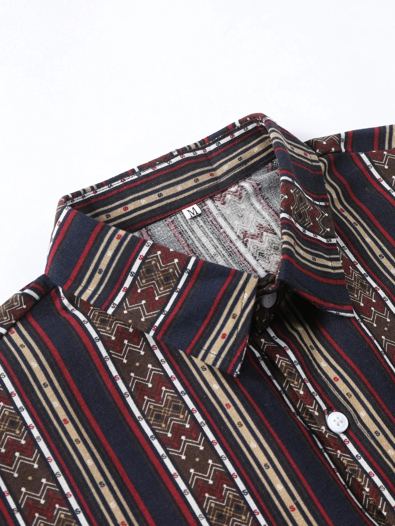 Tribal Geometric Stripe Print Cotton Shirt - Image 3