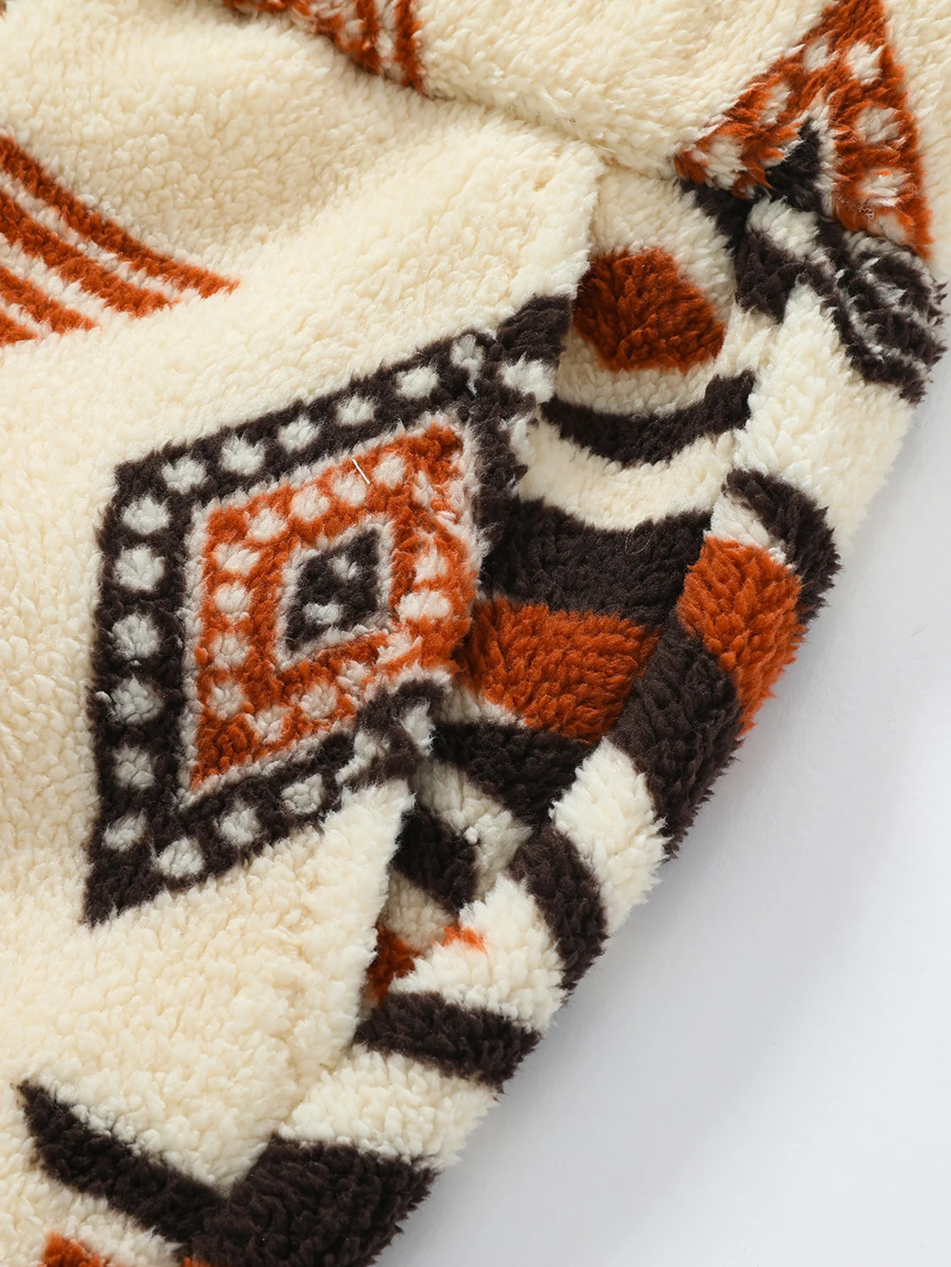 Tribal Geometry Pattern Teddy Jogger Pants - Image 8