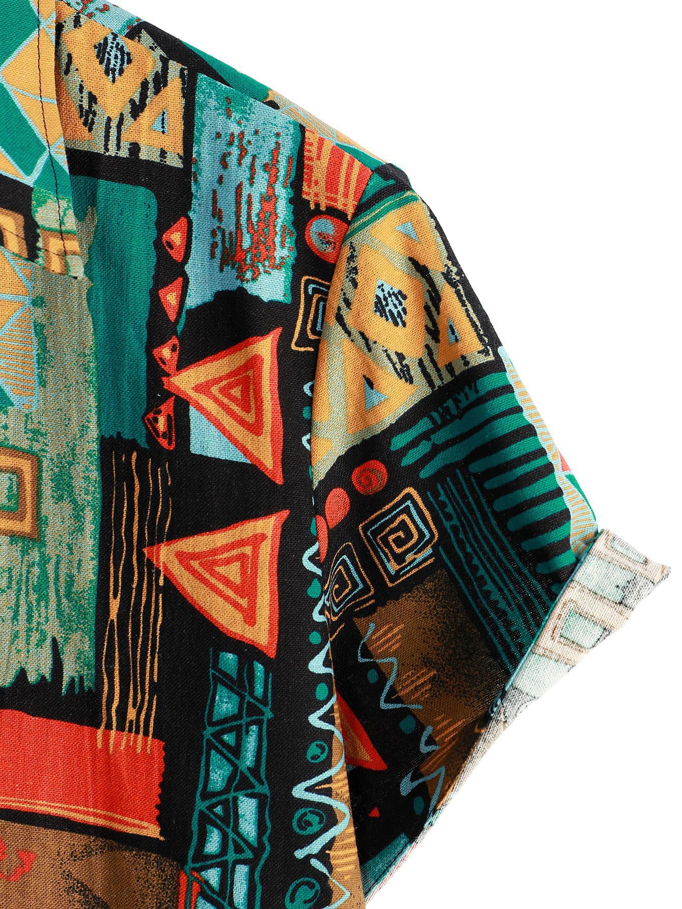 Tribal-Geometrie-Druck Hemd mit Knopfleiste - Image 4
