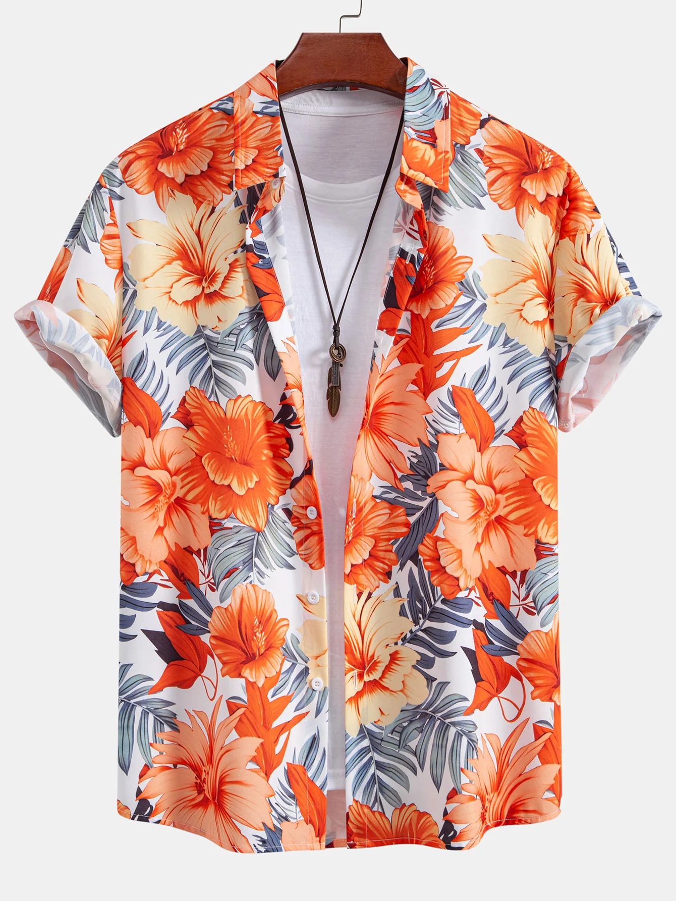 Tropischer Blumenprint Hemd mit Knöpfen & Badeshorts mit Kordelzug - Image 3