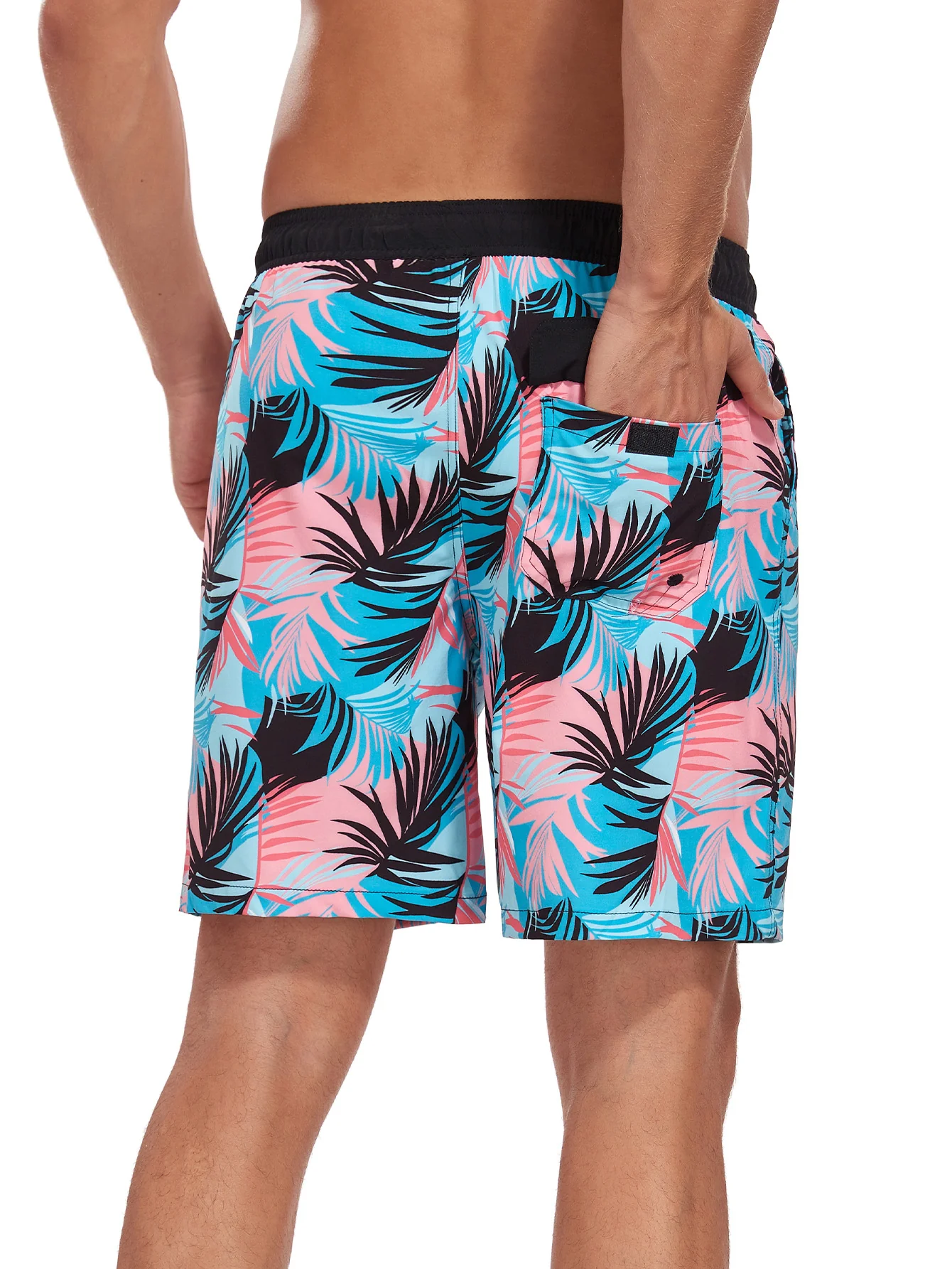 2-in-1 Tropische Blätter Druck Taschen Kordelzug Schwimmshorts - Image 3