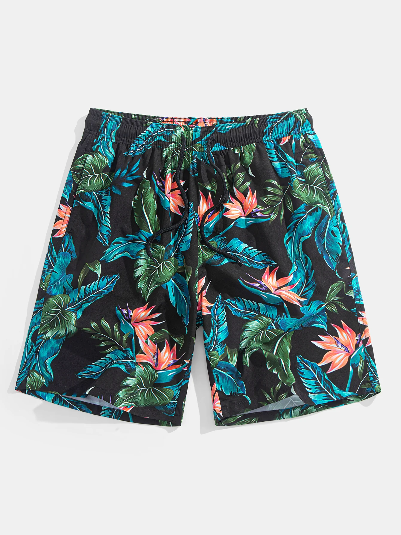 Hemd mit Knöpfen und tropischem Pflanzenmuster & Badeshorts mit Kordelzug Shorts - Image 4