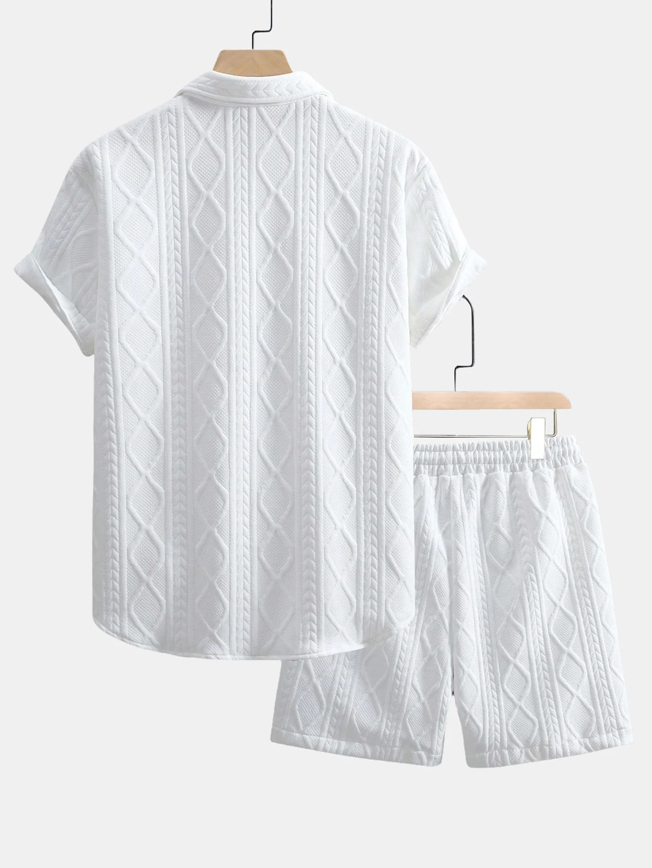 Twist Geometry Jacquard Hemd mit Knöpfen & Drawstring Shorts - Image 2