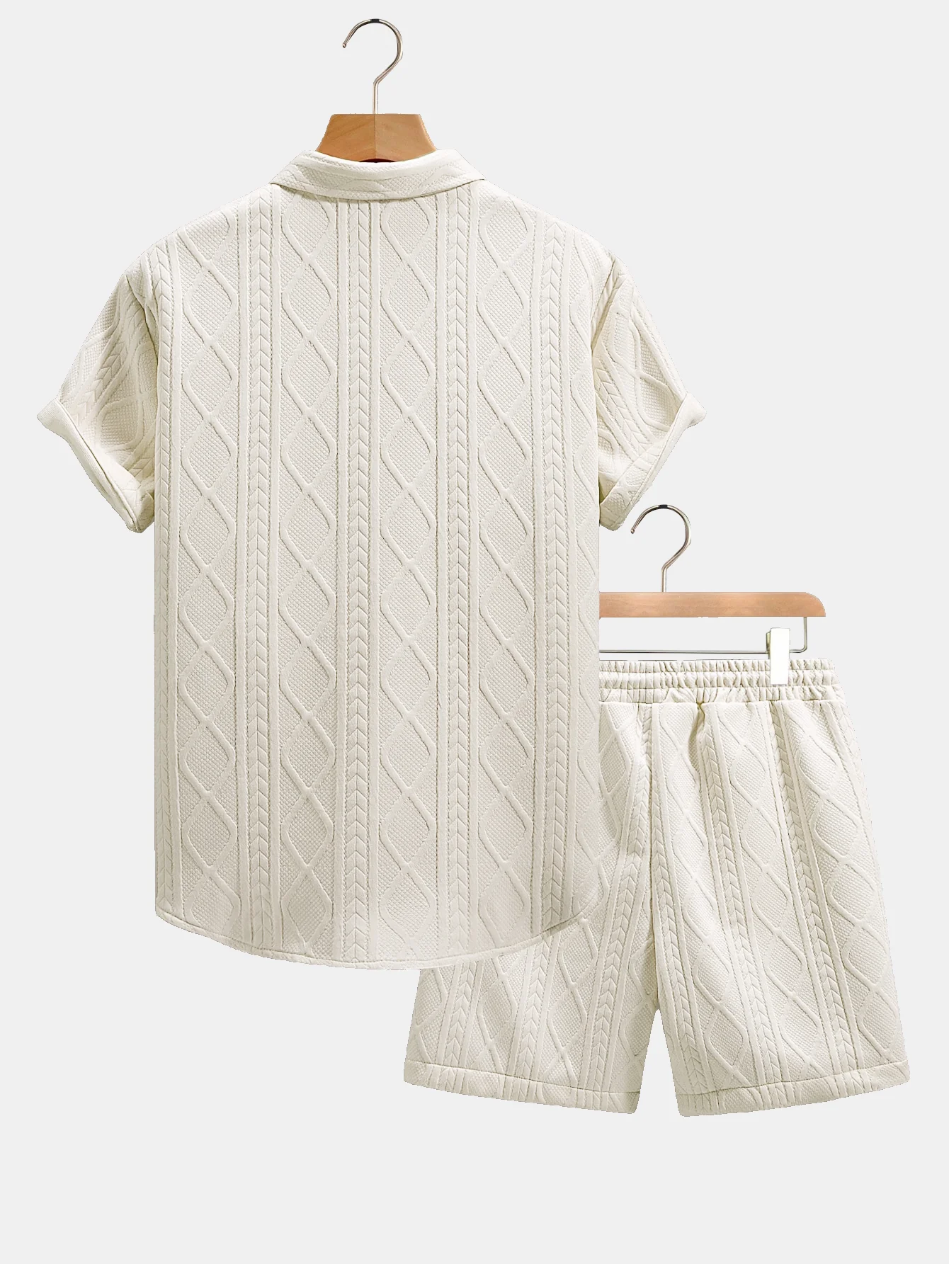 Twist Geometry Jacquard Hemd mit Knöpfen & Drawstring Shorts - Image 5