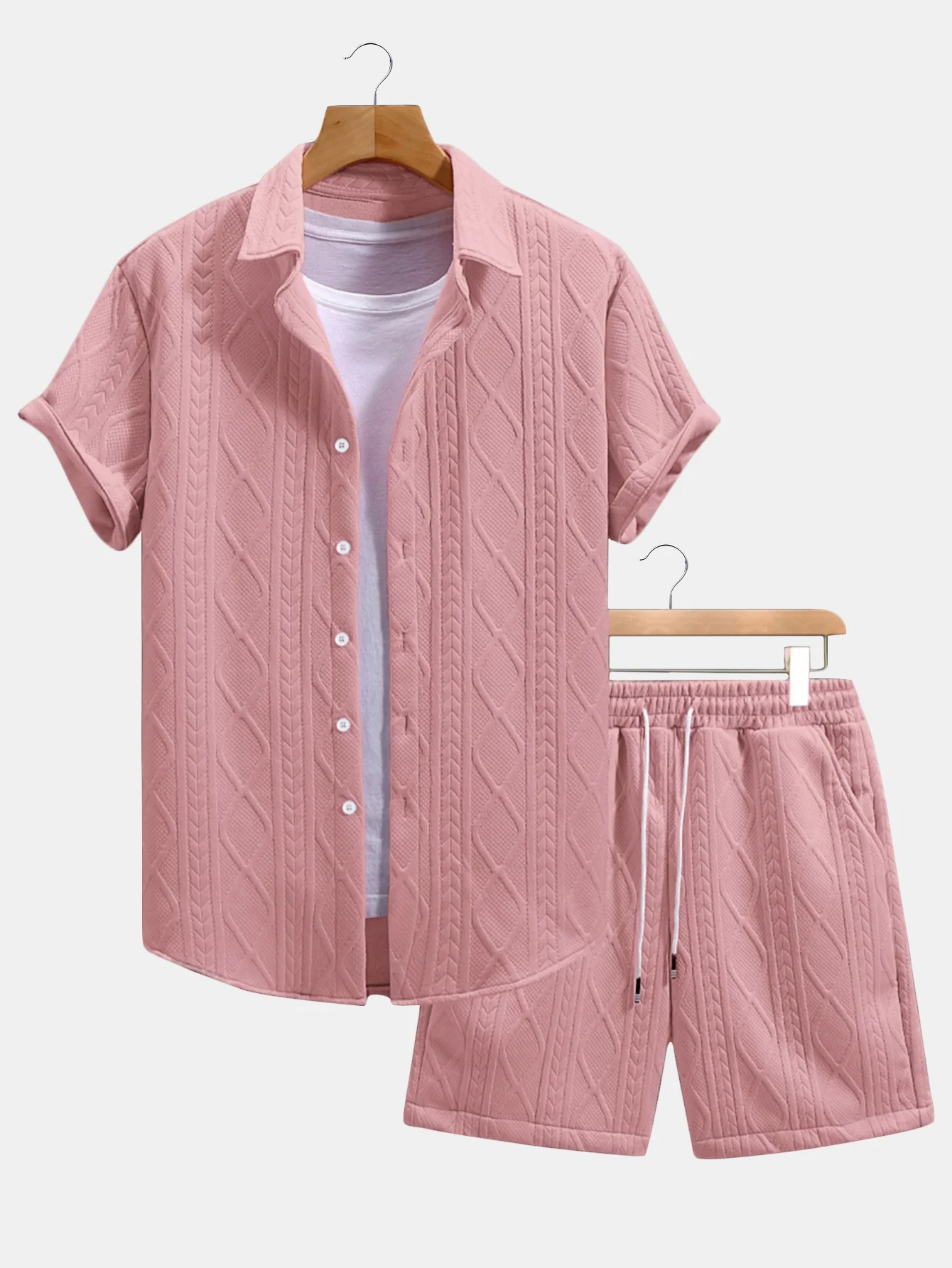 Twist Geometry Jacquard Hemd mit Knöpfen & Drawstring Shorts - Image 6