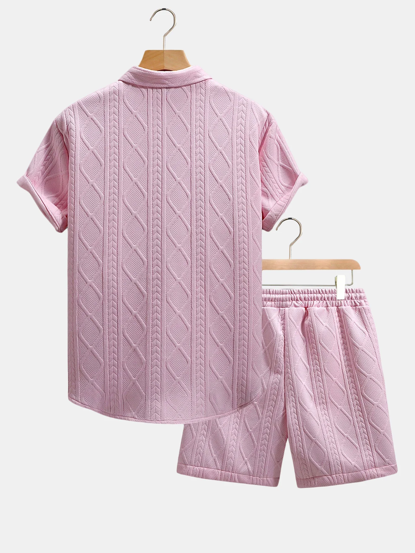 Twist Geometry Jacquard Hemd mit Knöpfen & Drawstring Shorts - Image 7