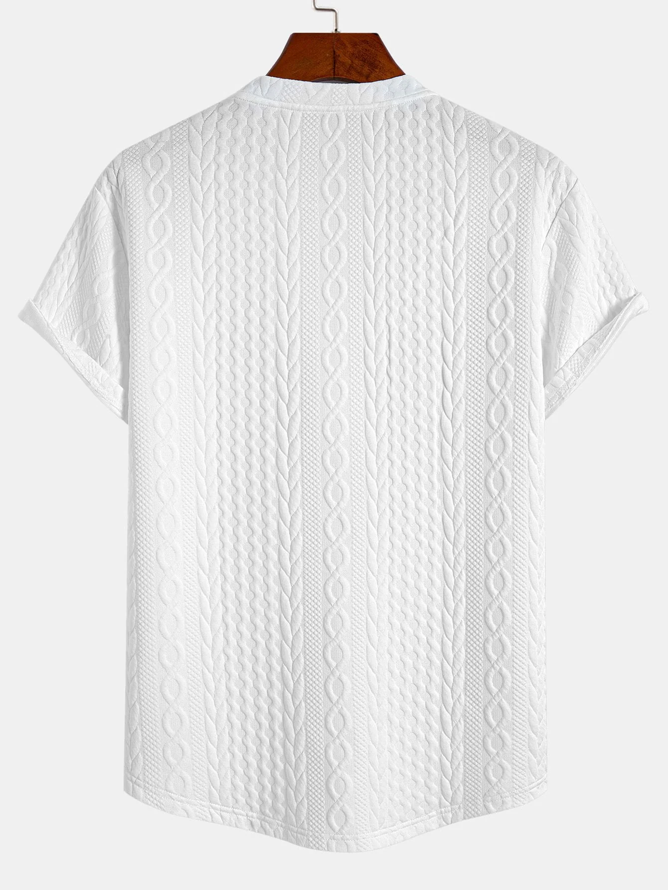Twist Jacquard Bogen Saum T-Shirt - Image 2