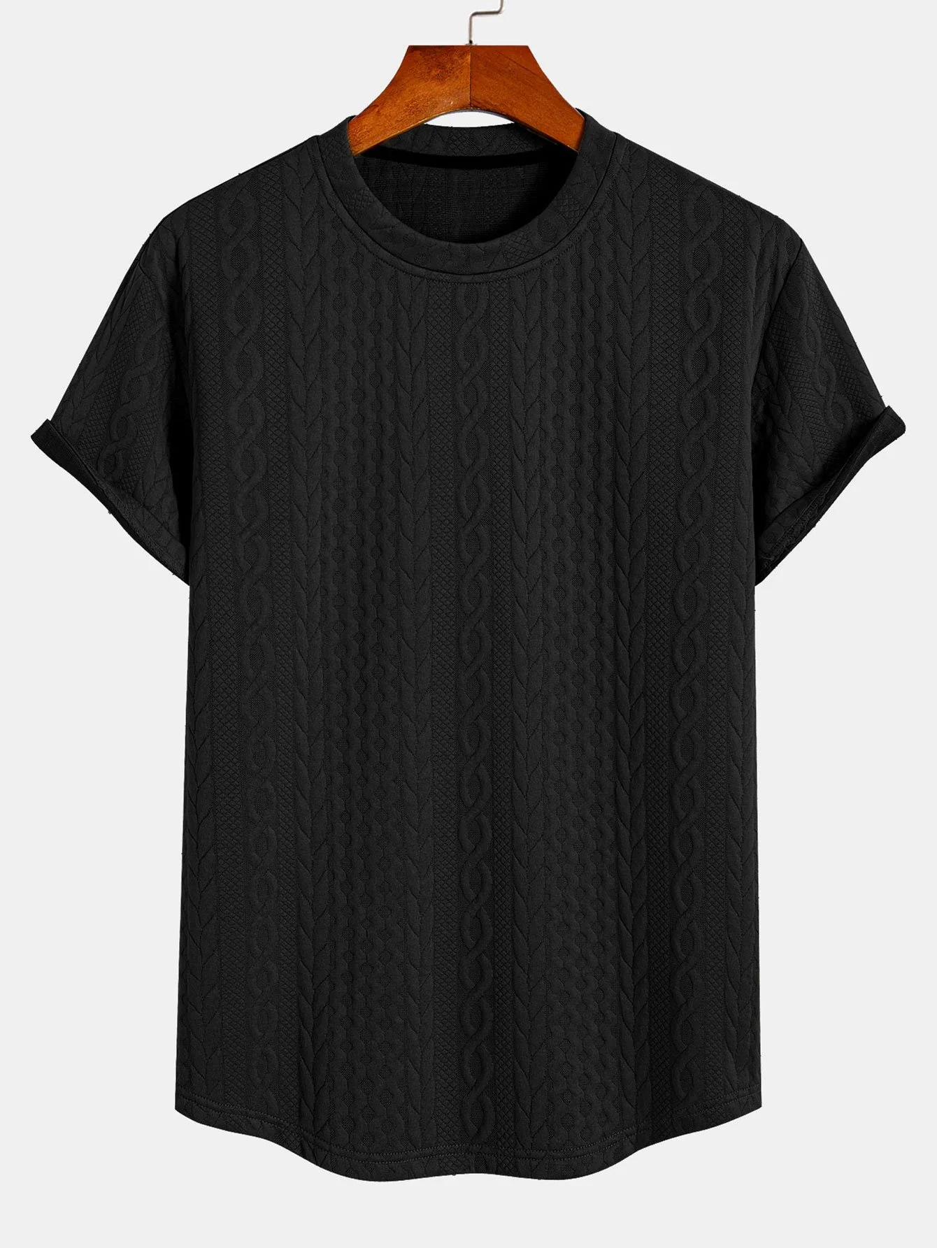 Twist Jacquard Bogen Saum T-Shirt - Image 3