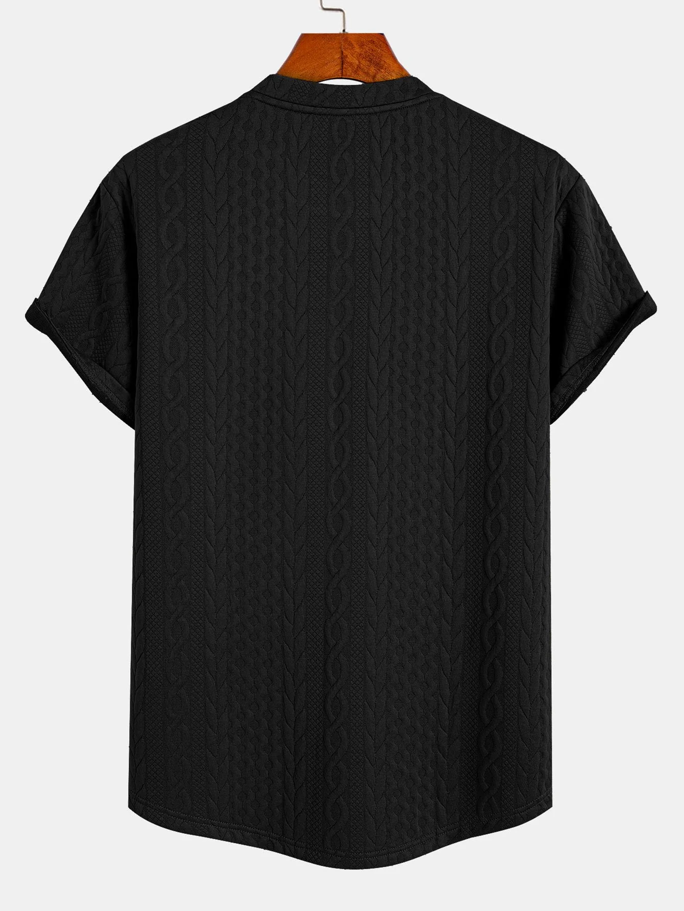 Twist Jacquard Bogen Saum T-Shirt - Image 4