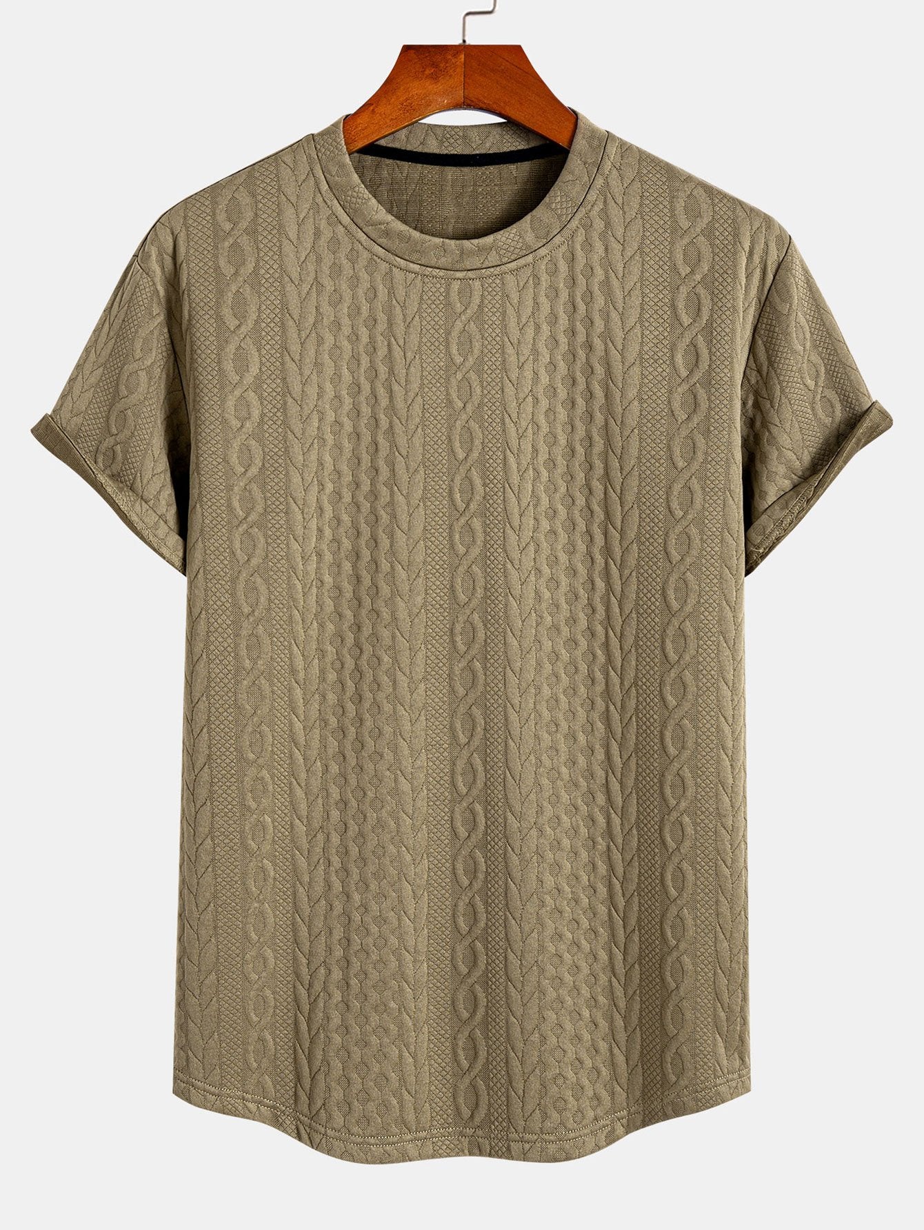 Twist Jacquard Bogen Saum T-Shirt - Image 5