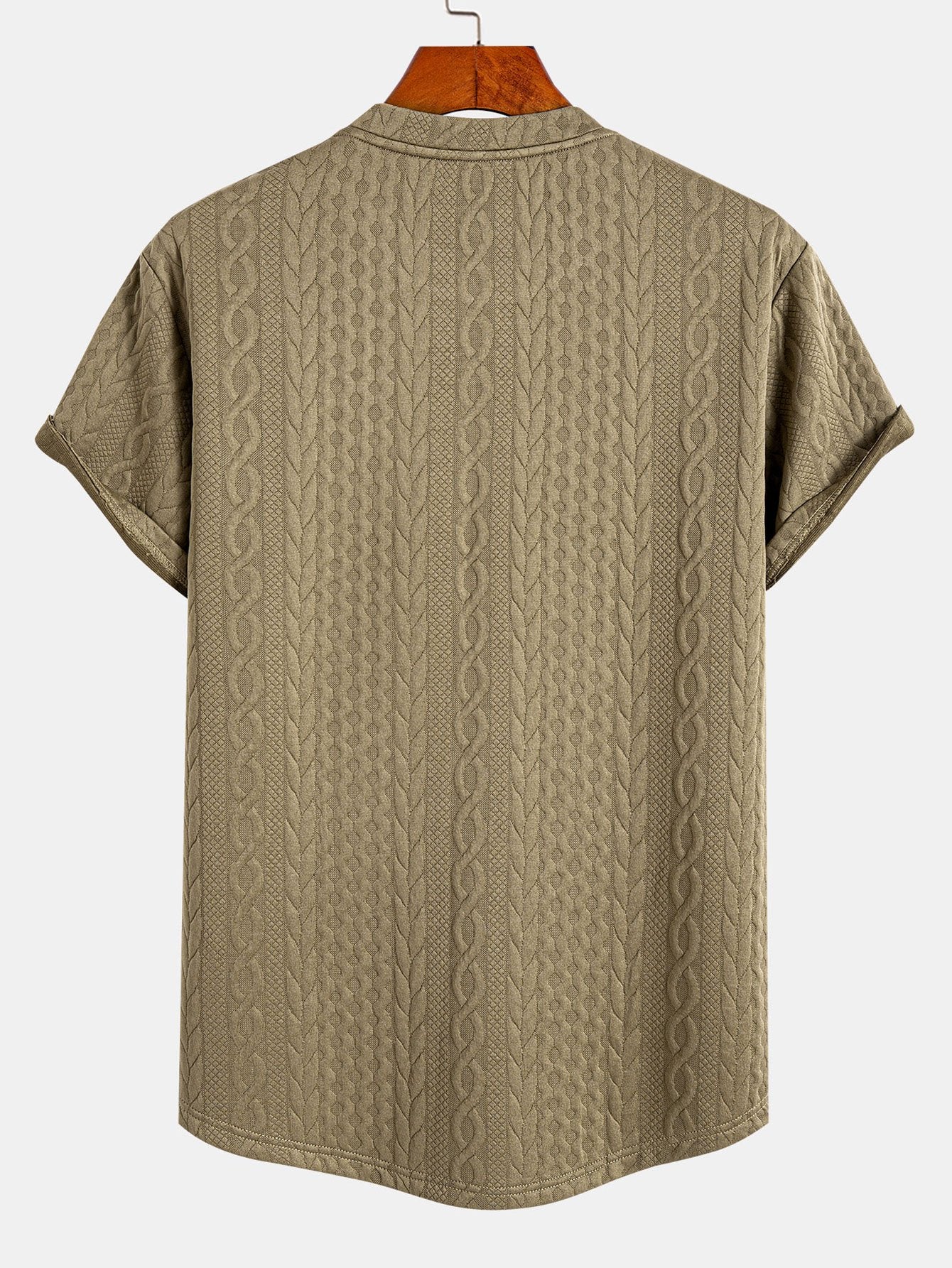 Twist Jacquard Bogen Saum T-Shirt - Image 6