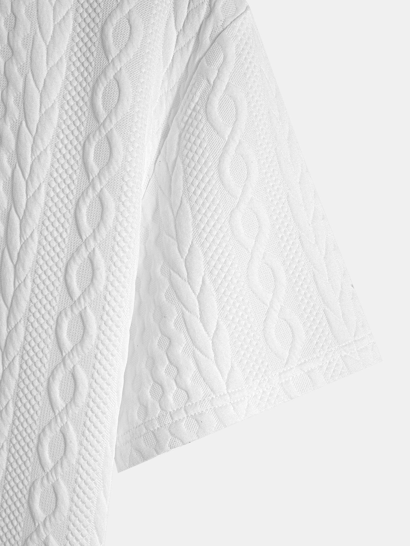 Twist Jacquard Bogen Saum T-Shirt - Image 8