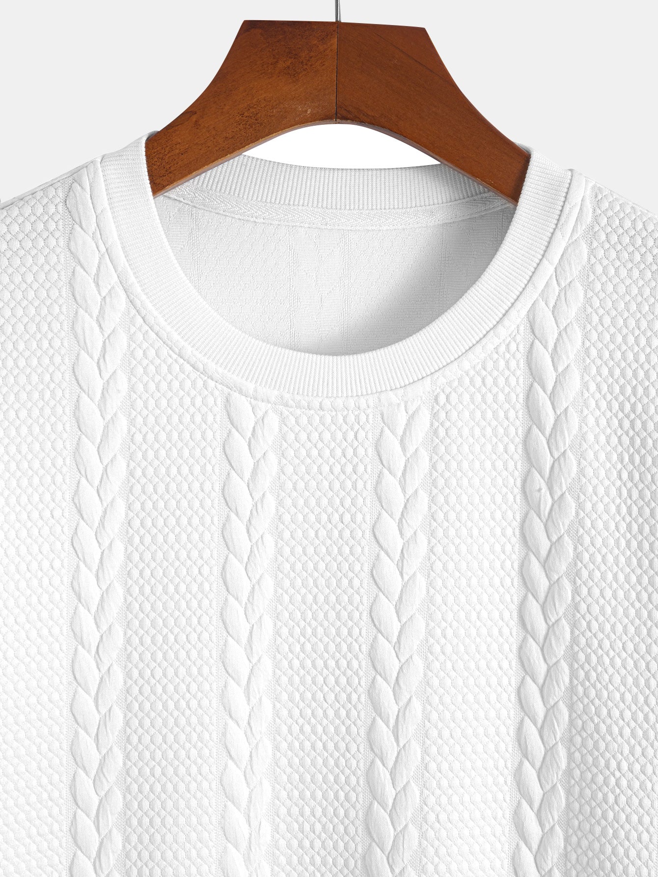 Twist Jacquard Bogen Saum T-Shirt - Image 5
