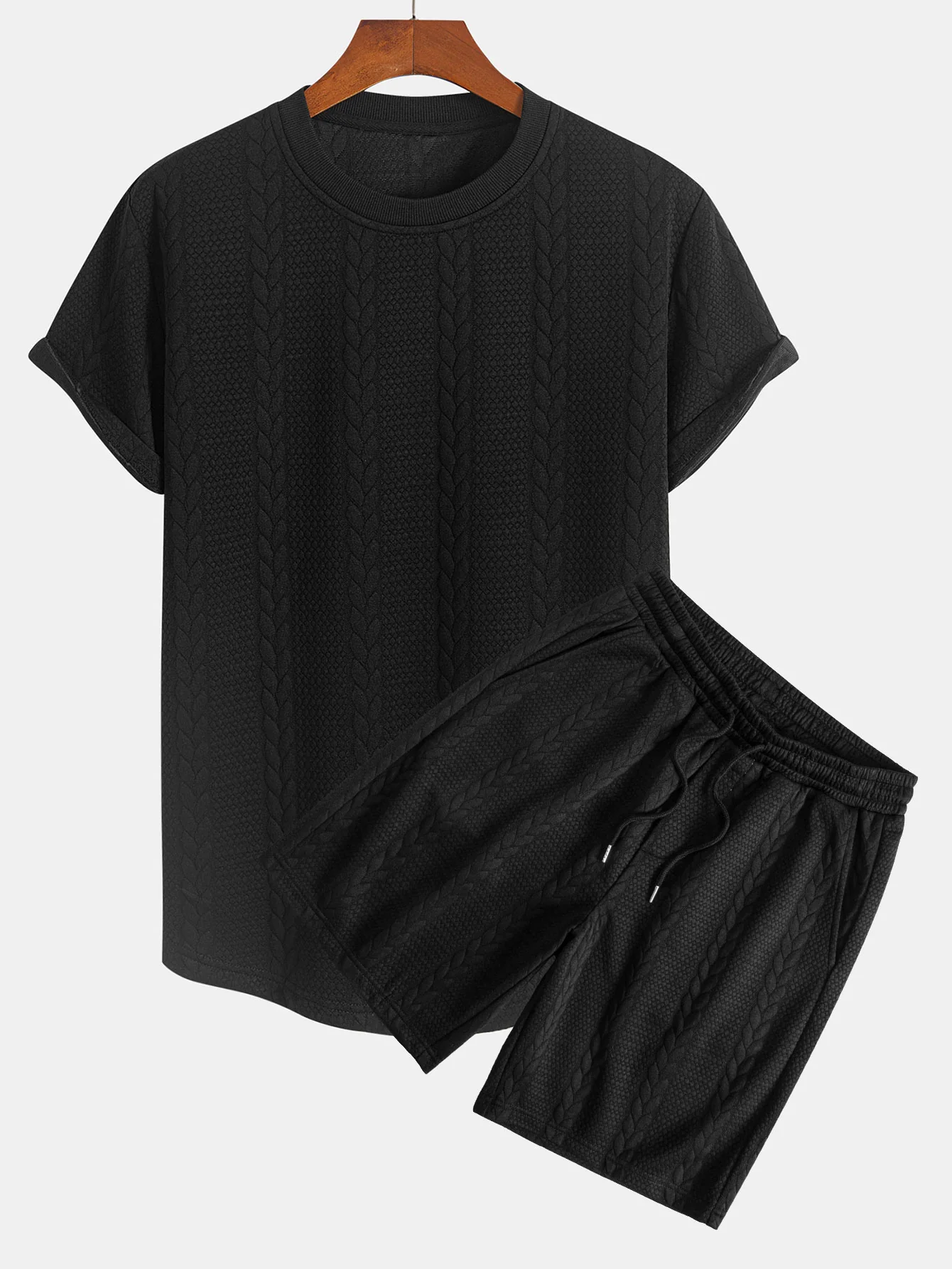 Twist Jacquard Bogen Saum T-Shirt & Twist Jacquard Shorts - Image 2